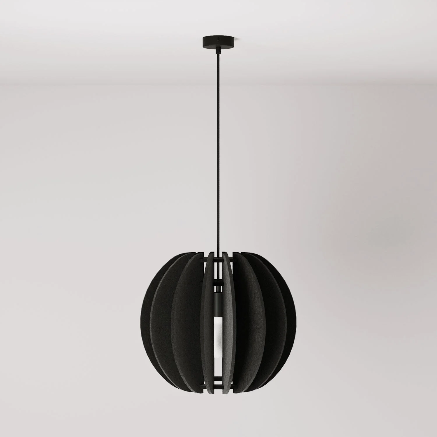 Suspension lamp with LAMPSHHADE elliptical lampshade in sound-absorbing material – Black melange - Image 3
