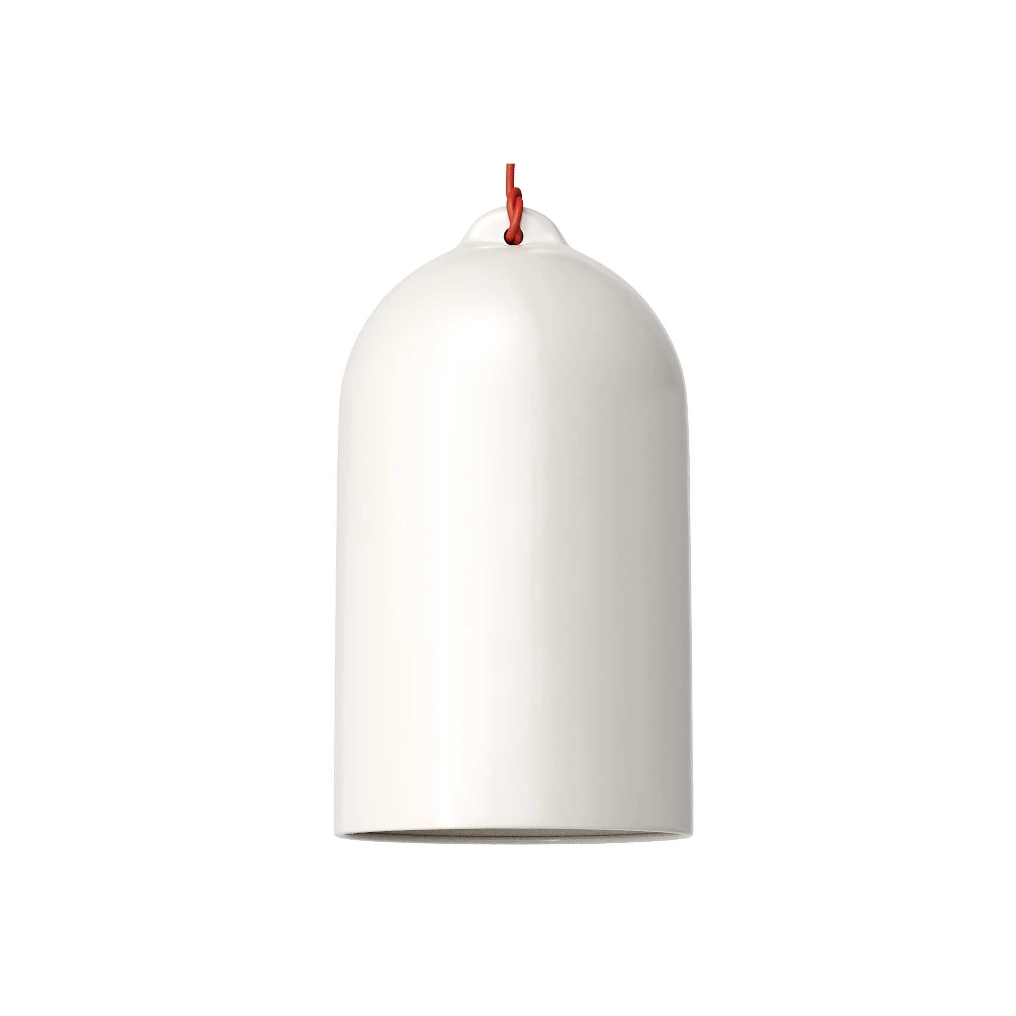 Pendant lamp complete with textile cable and Campana XL ceramic lampshade - Glossy white