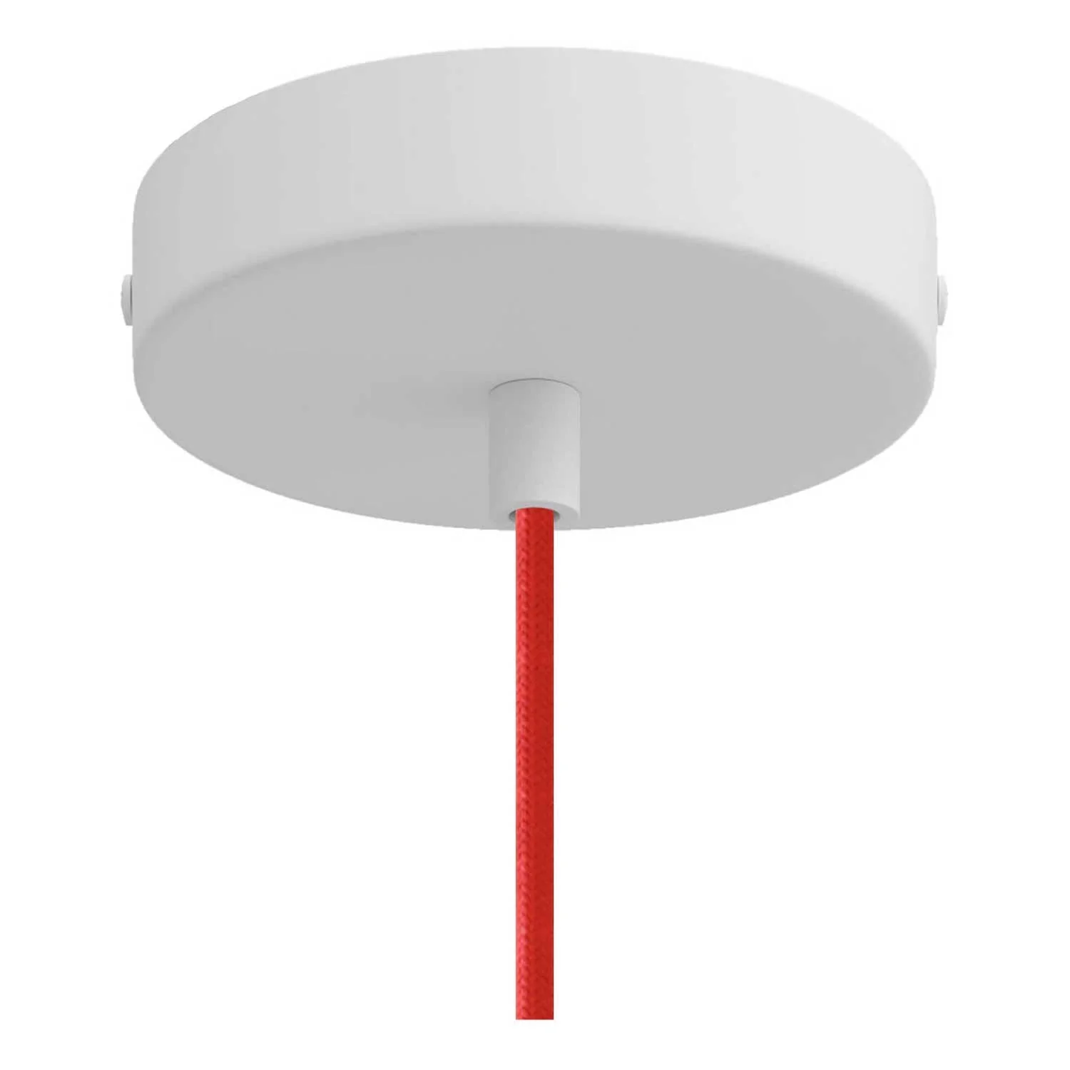 Pendant lamp complete with textile cable and Campana XL ceramic lampshade - Glossy white - Image 2