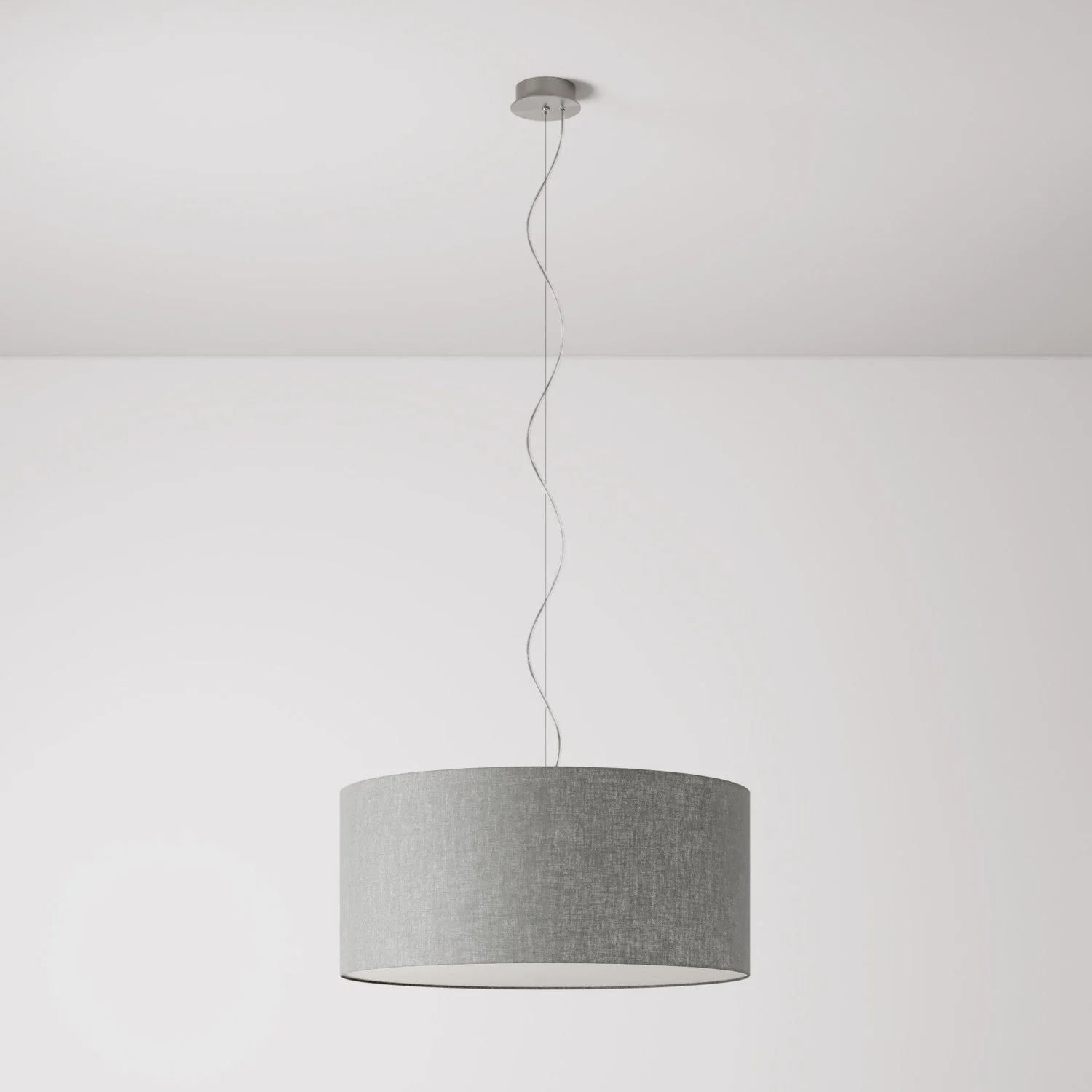 Pendant lamp with Large Cilindro fabric lampshade - Made in Italy - Camelot Gray - Image 7