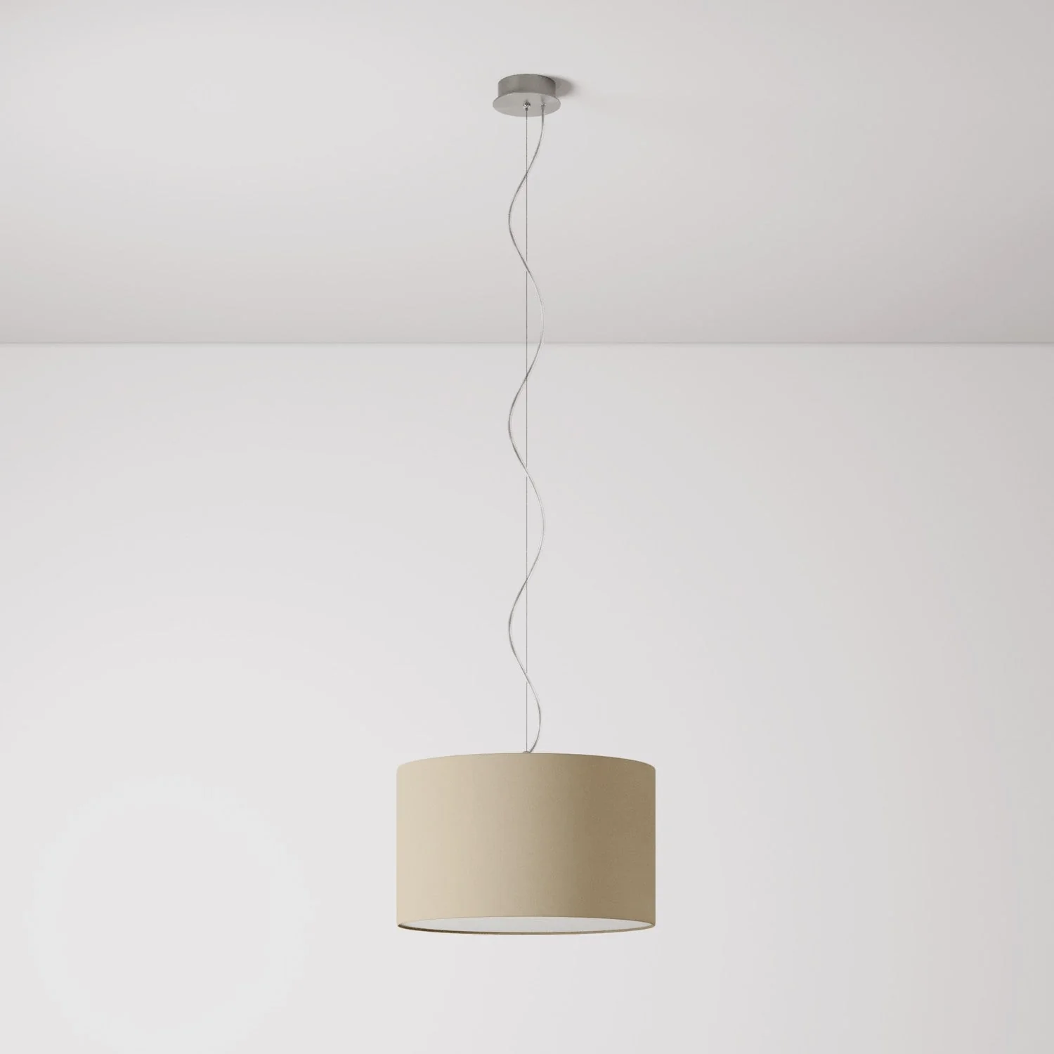 Pendant lamp with Cilindro Small Arenal taupe fabric lampshade - Made in Italy - Image 7