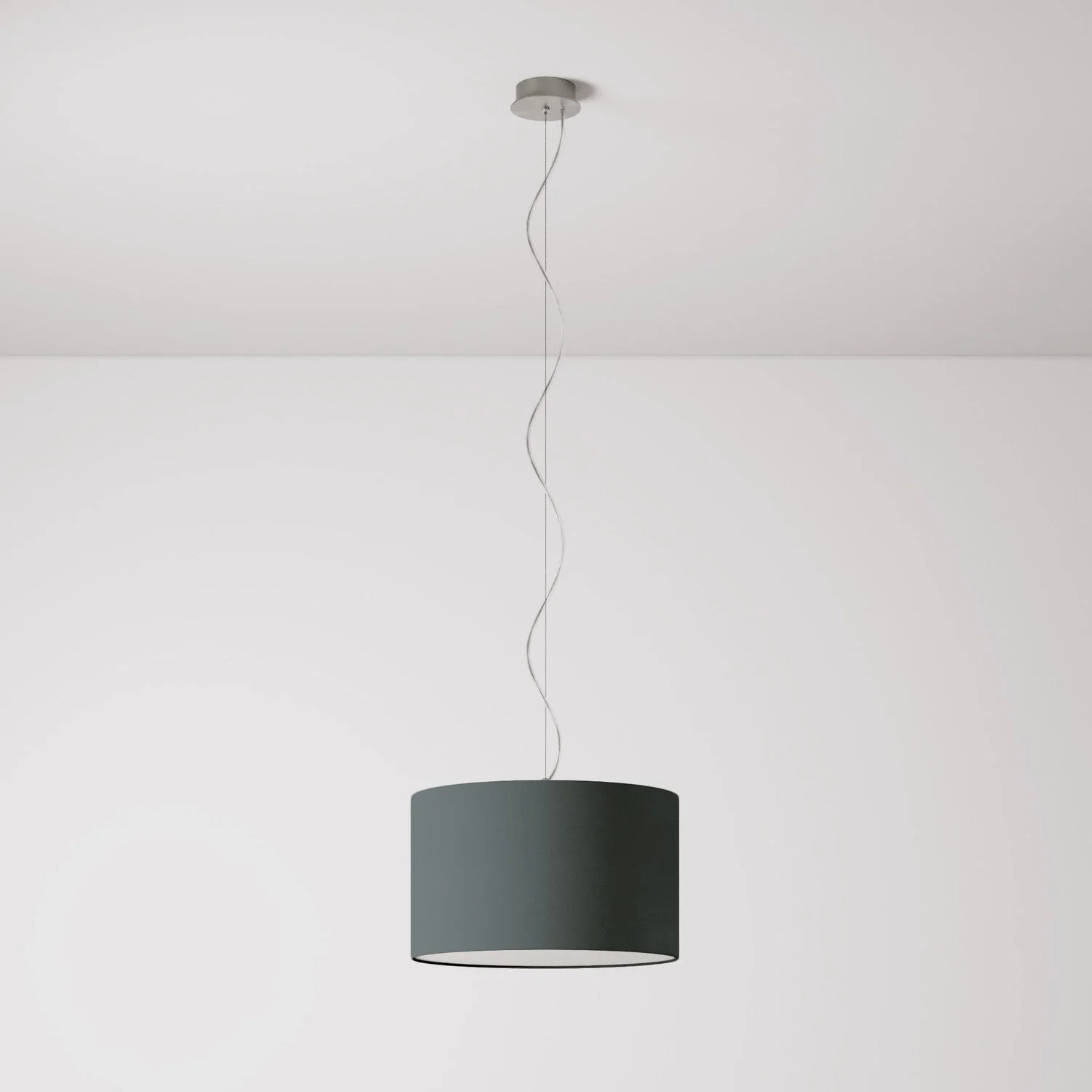 Pendant light with Cilindro Small fabric lampshade - Made in Italy - Dark Gray Canvas - Image 7