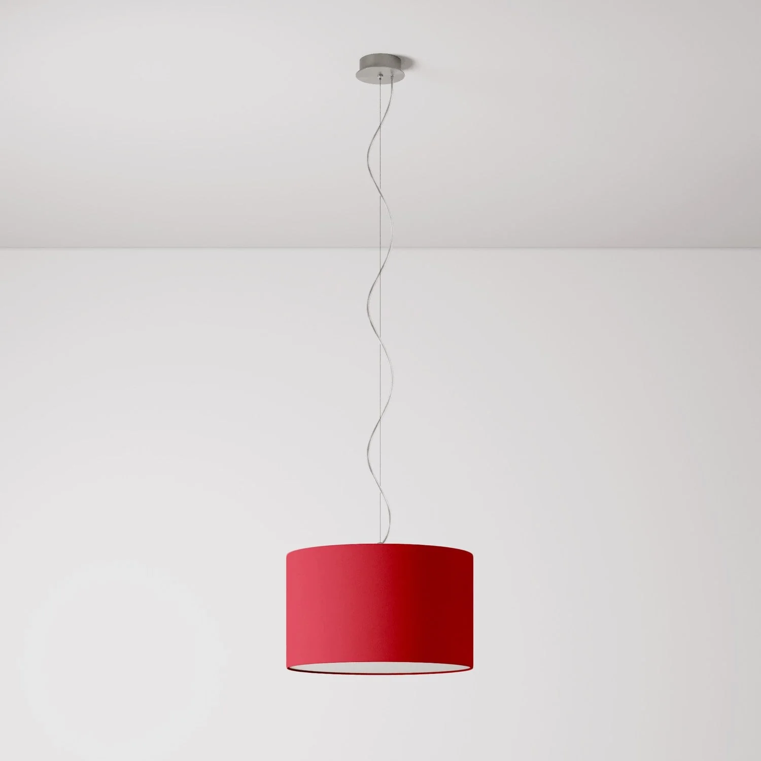 Pendant lamp with Cilindro Small Teletta red fabric lampshade - Made in Italy - Image 7