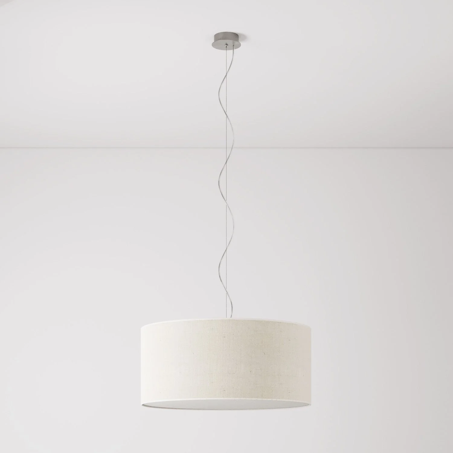 Pendant lamp with Large Cylinder fabric lampshade - Made in Italy - Light Jute - Image 7