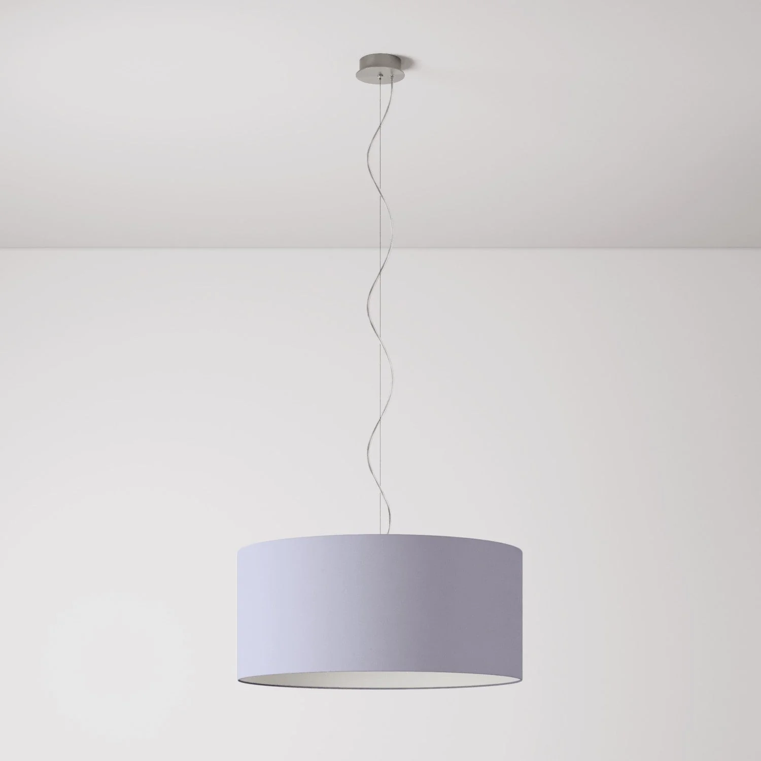 Pendant lamp with Large Cylinder fabric lampshade - Made in Italy - Lilac Teletta