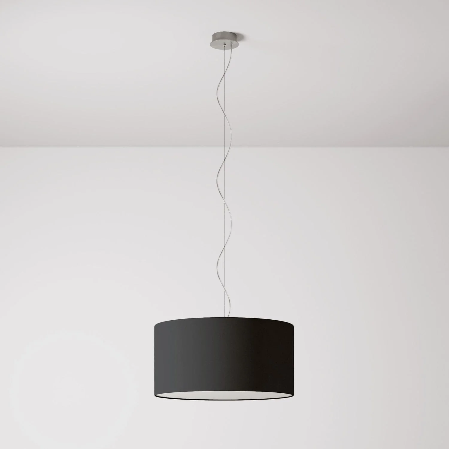 Pendant lamp with Cilindro Medium fabric lampshade - Made in Italy - Anthracite Teletta - Image 7