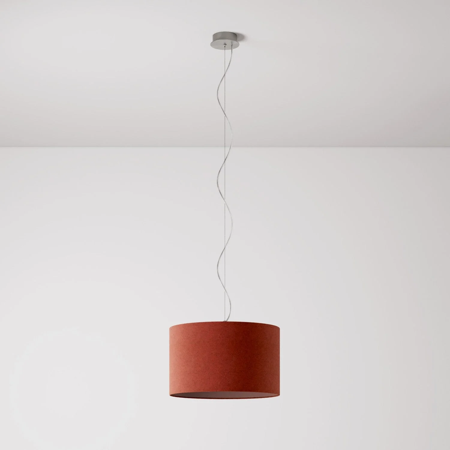 Pendant lamp with Cilindro Small fabric lampshade - Made in Italy - Lobster Wool