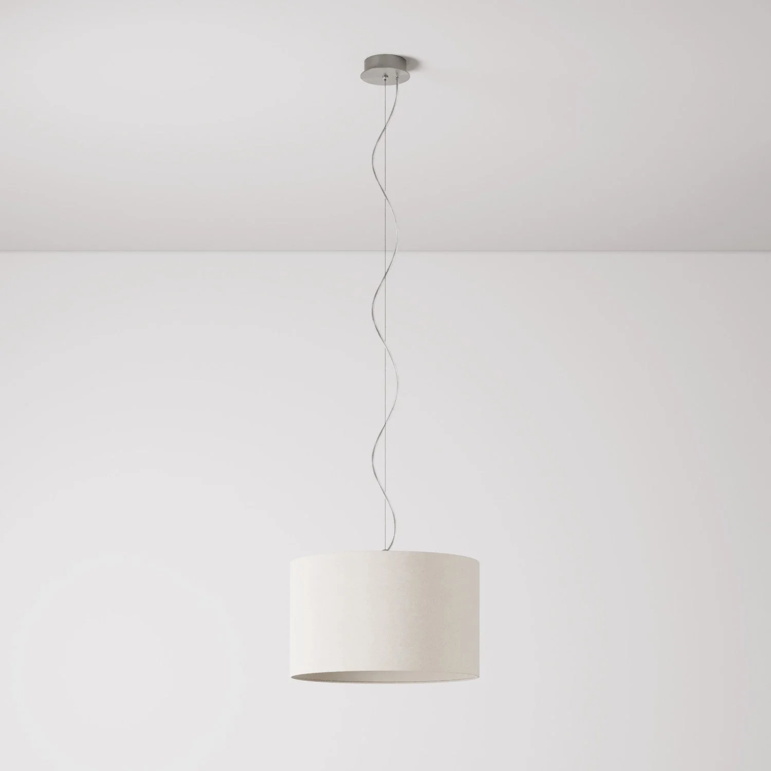 Pendant lamp with Cylinder fabric lampshade Small - Made in Italy - Sand Wool
