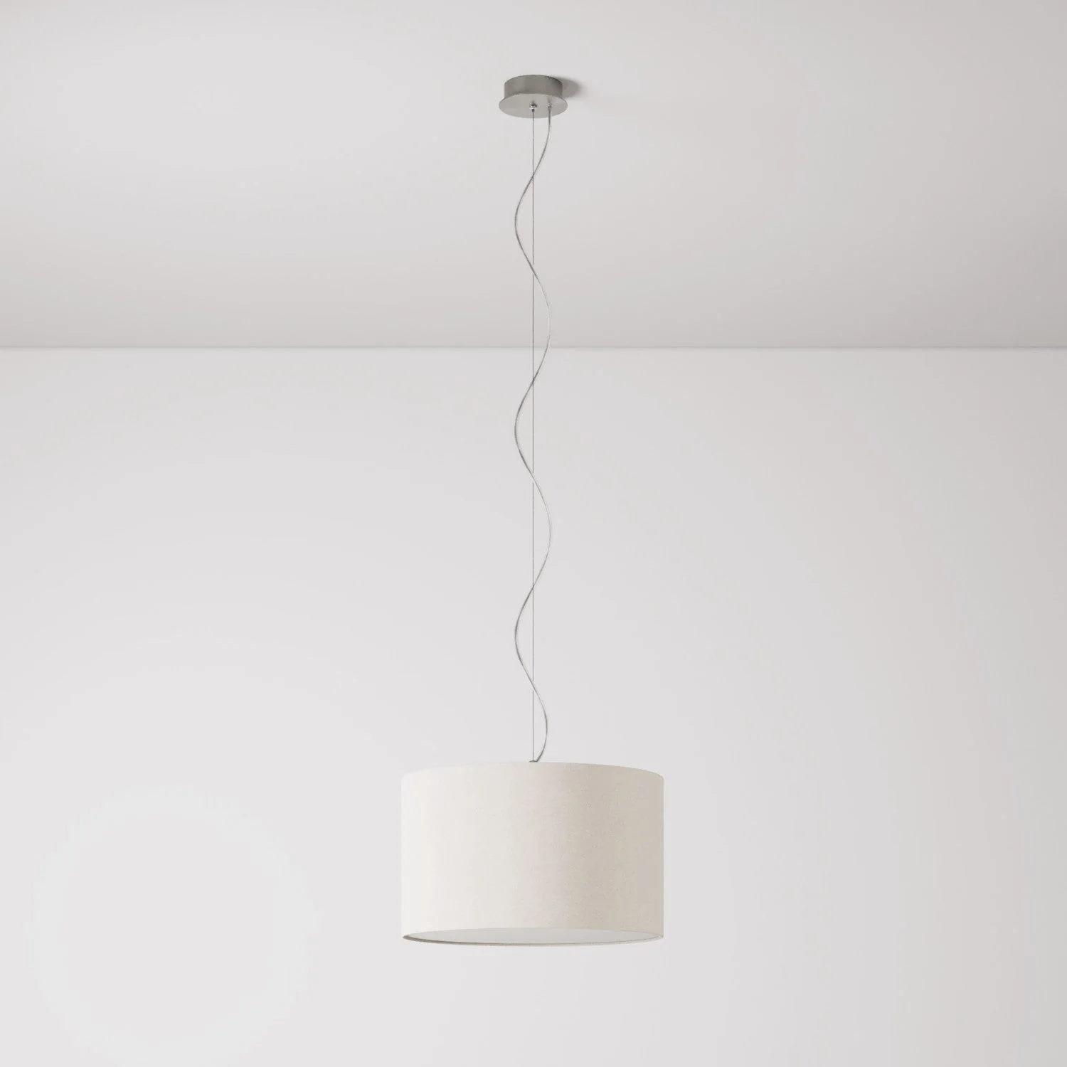 Pendant lamp with Cylinder fabric lampshade Small - Made in Italy - Sand Wool - Image 7