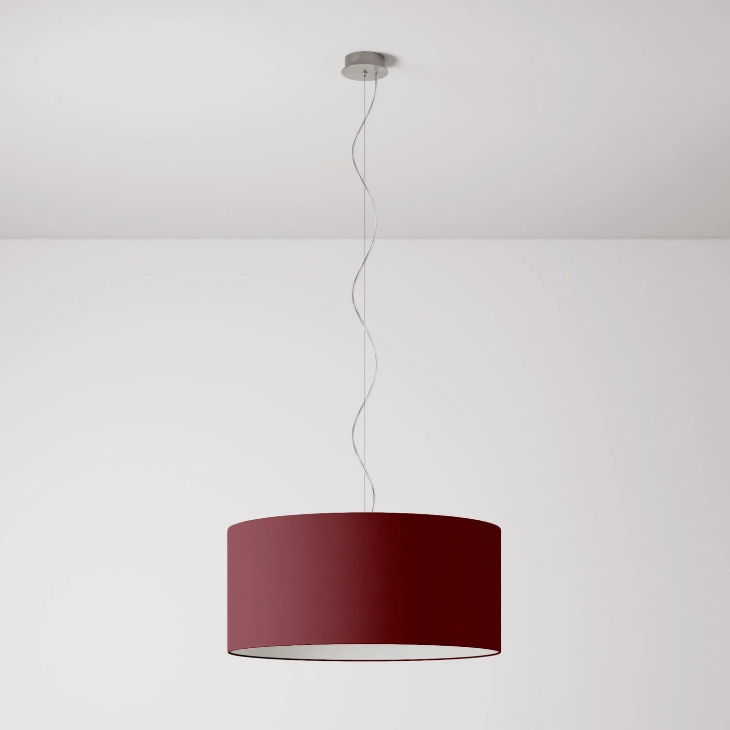 Pendant lamp with Cilindro Large fabric lampshade - Made in Italy - Arenal Bordeaux