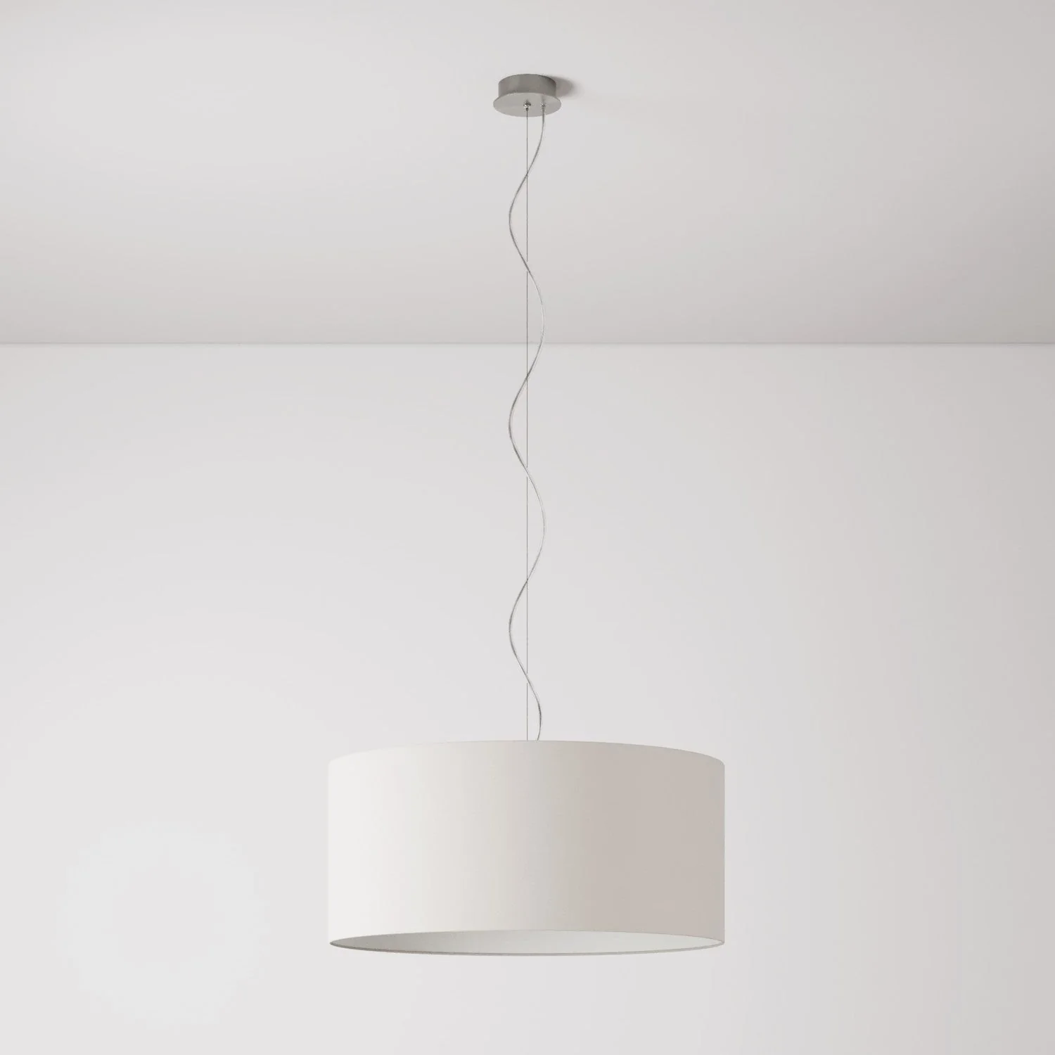 Pendant lamp with fabric Cylinder Lampshade Large - Made in Italy - Arenal Sand