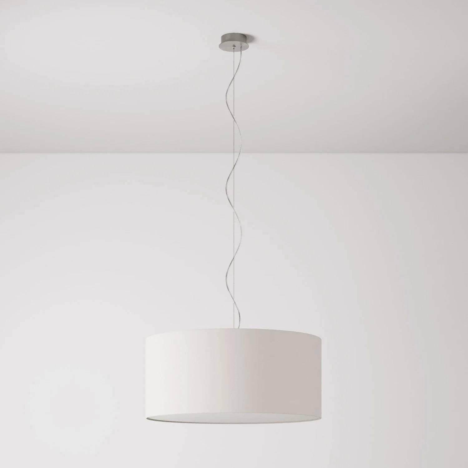 Pendant lamp with fabric Cylinder Lampshade Large - Made in Italy - Arenal Sand - Image 7