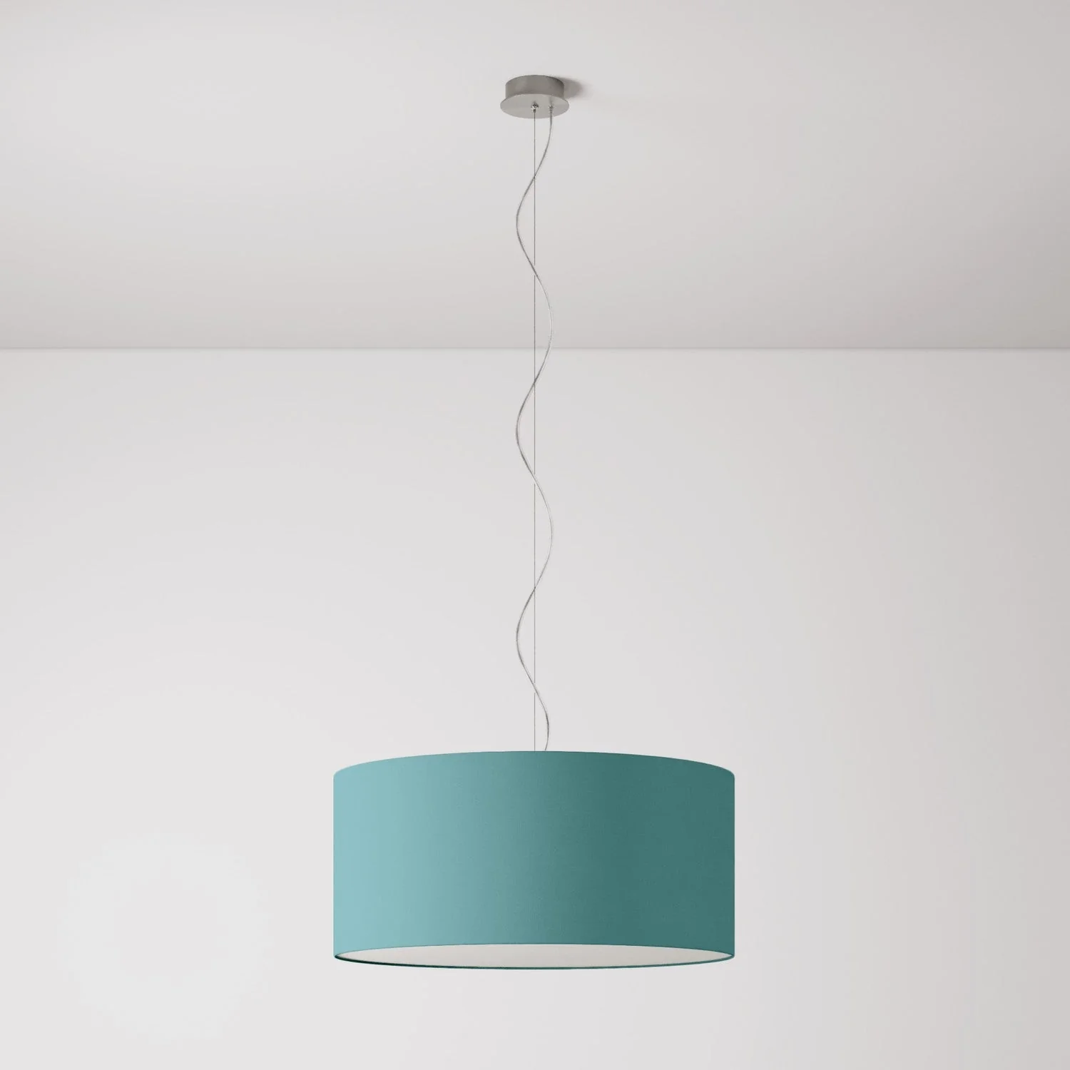 Pendant lamp with Cilindro Large fabric lampshade - Made in Italy - Verde Dubbio fabric - Image 7