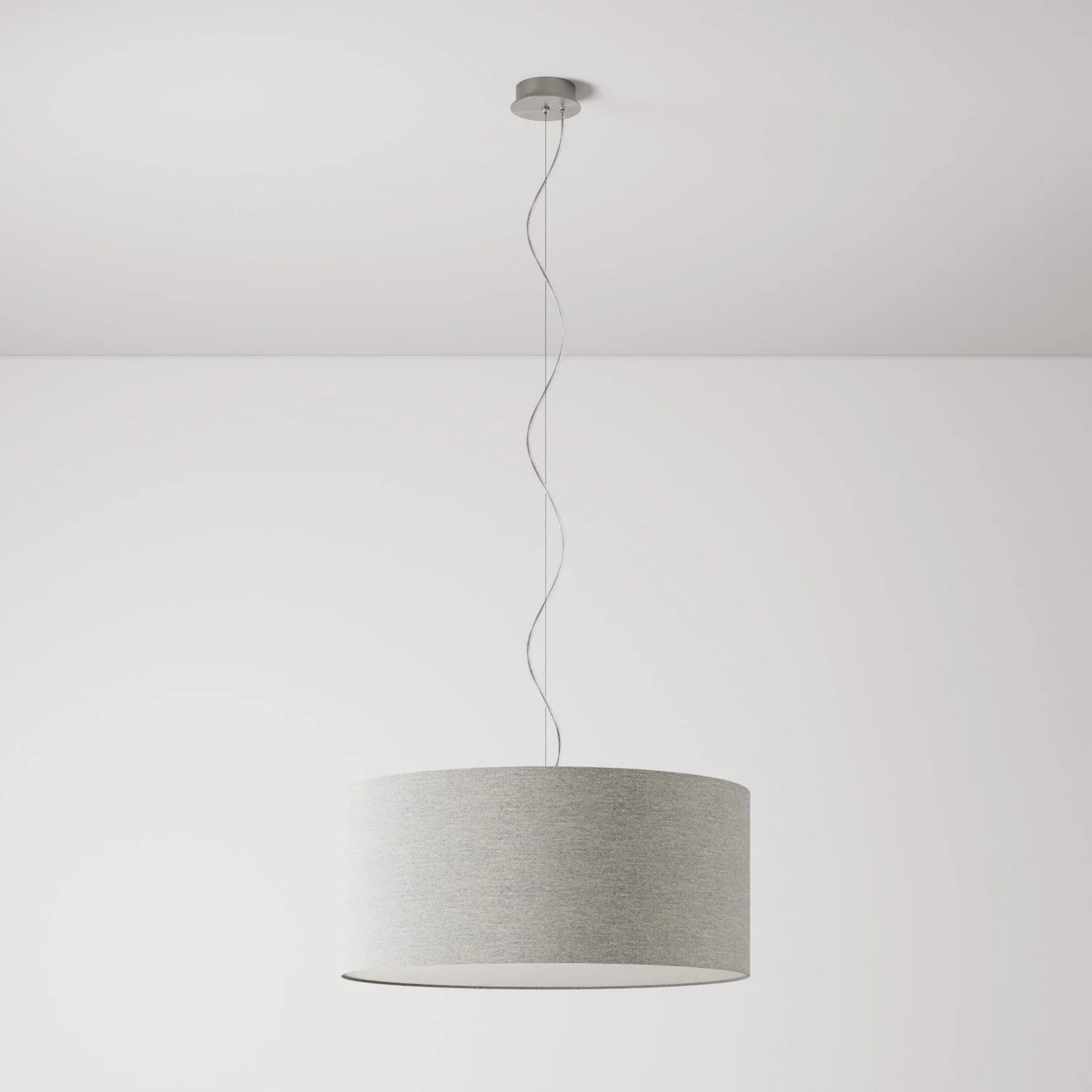 Suspension lamp with fabric lampshade Cylinder Large - Made in Italy - Light Gray Wool - Image 7