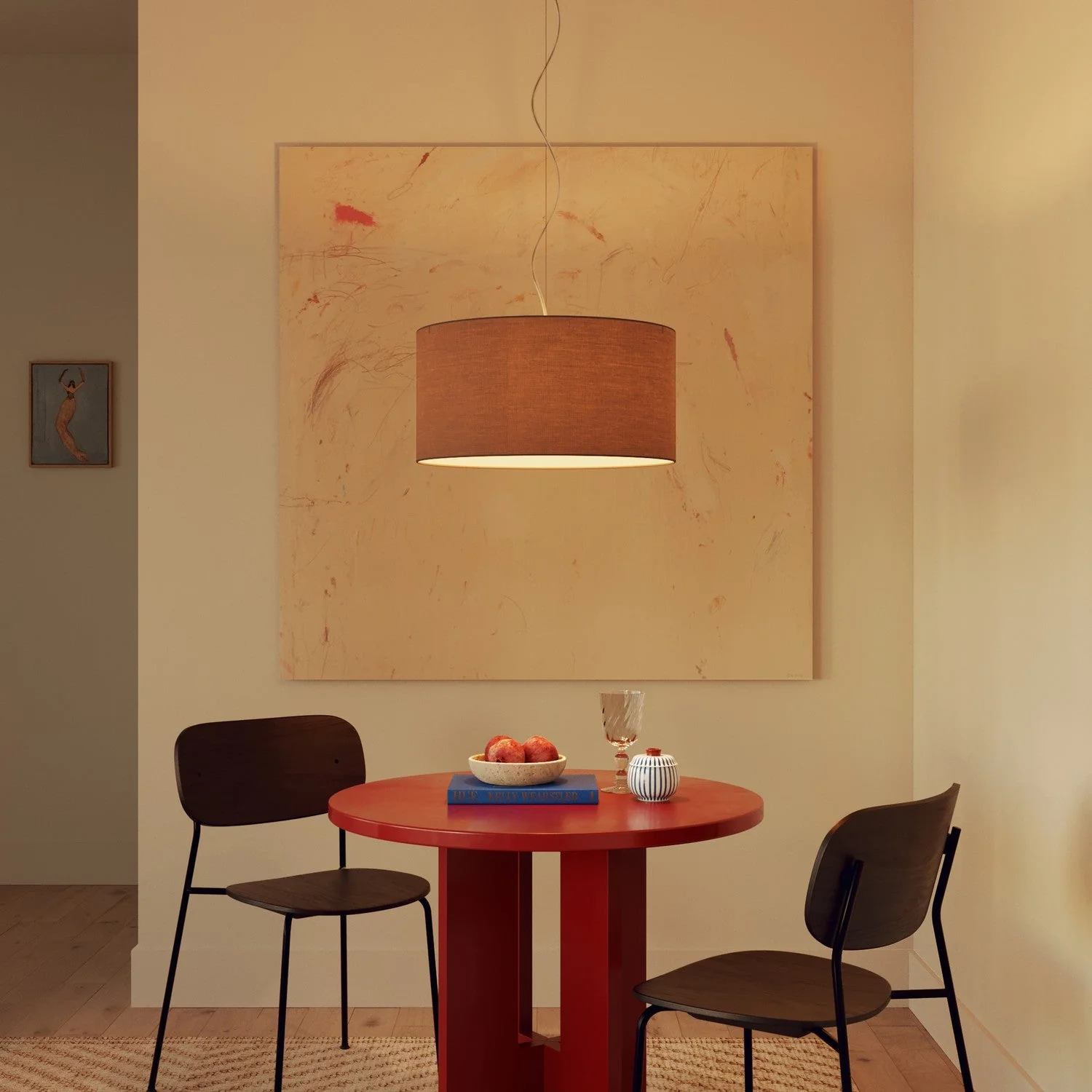 Pendant lamp with Cylindrical fabric lampshade Medium - Made in Italy - Arenal Ash - Image 8