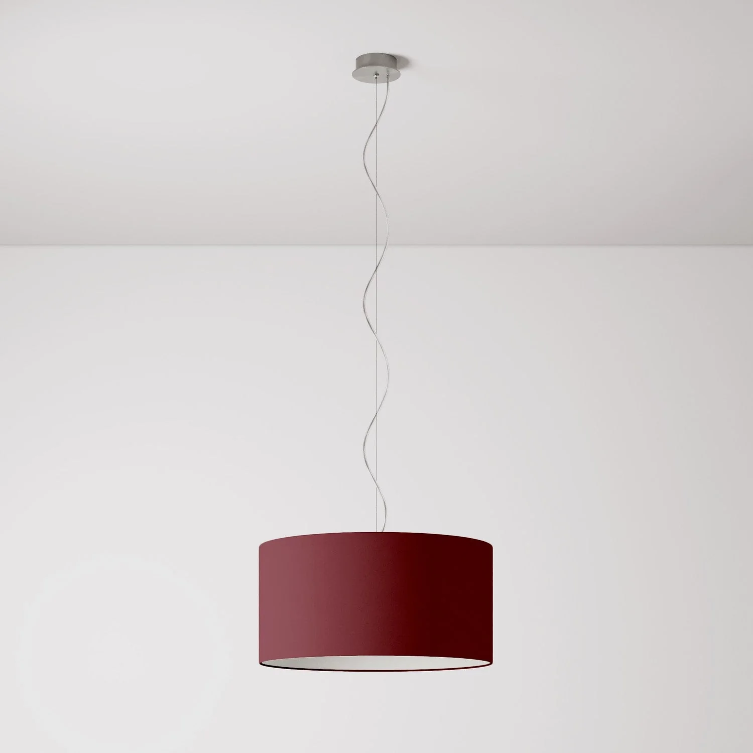Pendant lamp with fabric Lampshade Cilindro Medium - Made in Italy - Arenal Bordeaux