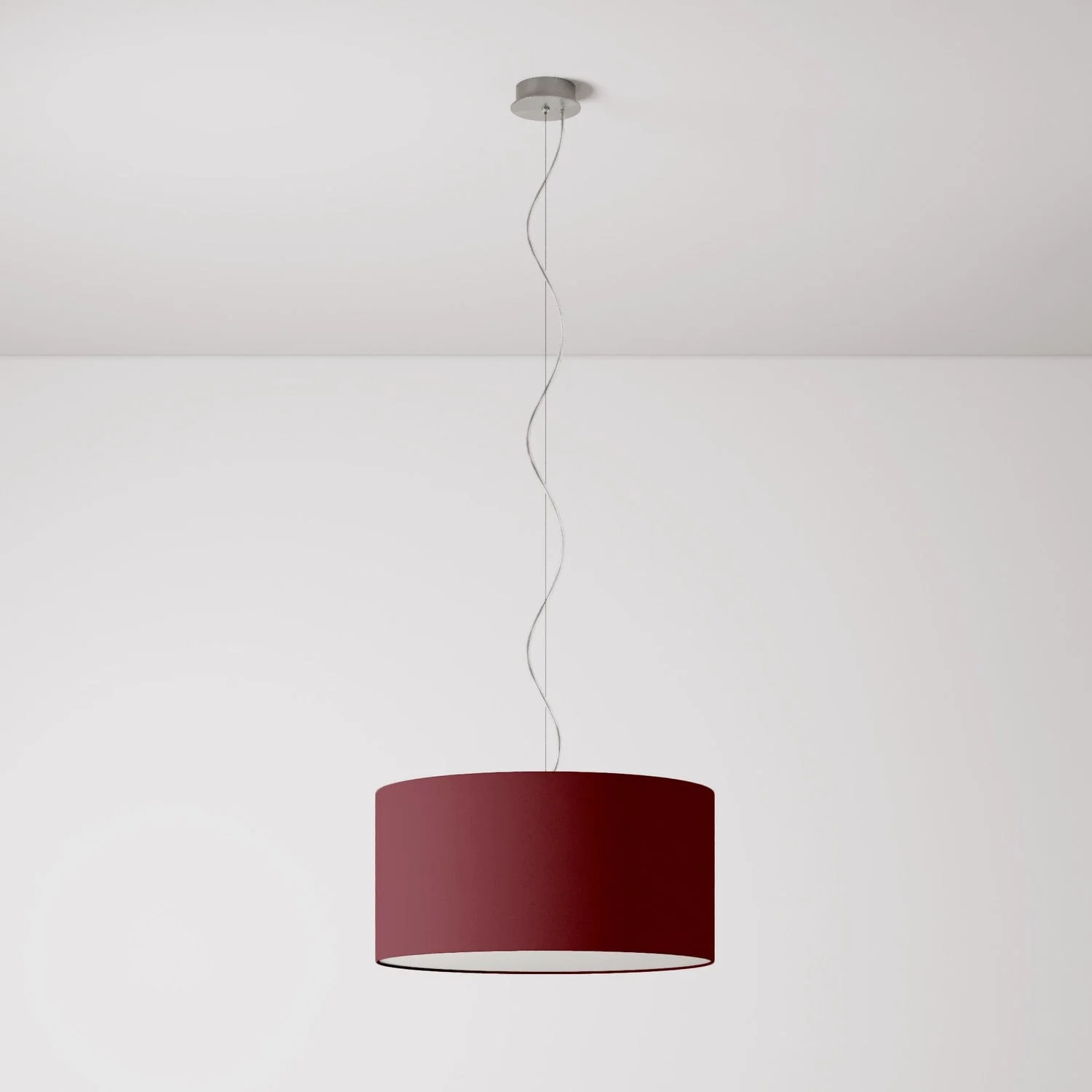 Pendant lamp with fabric Lampshade Cilindro Medium - Made in Italy - Arenal Bordeaux - Image 7