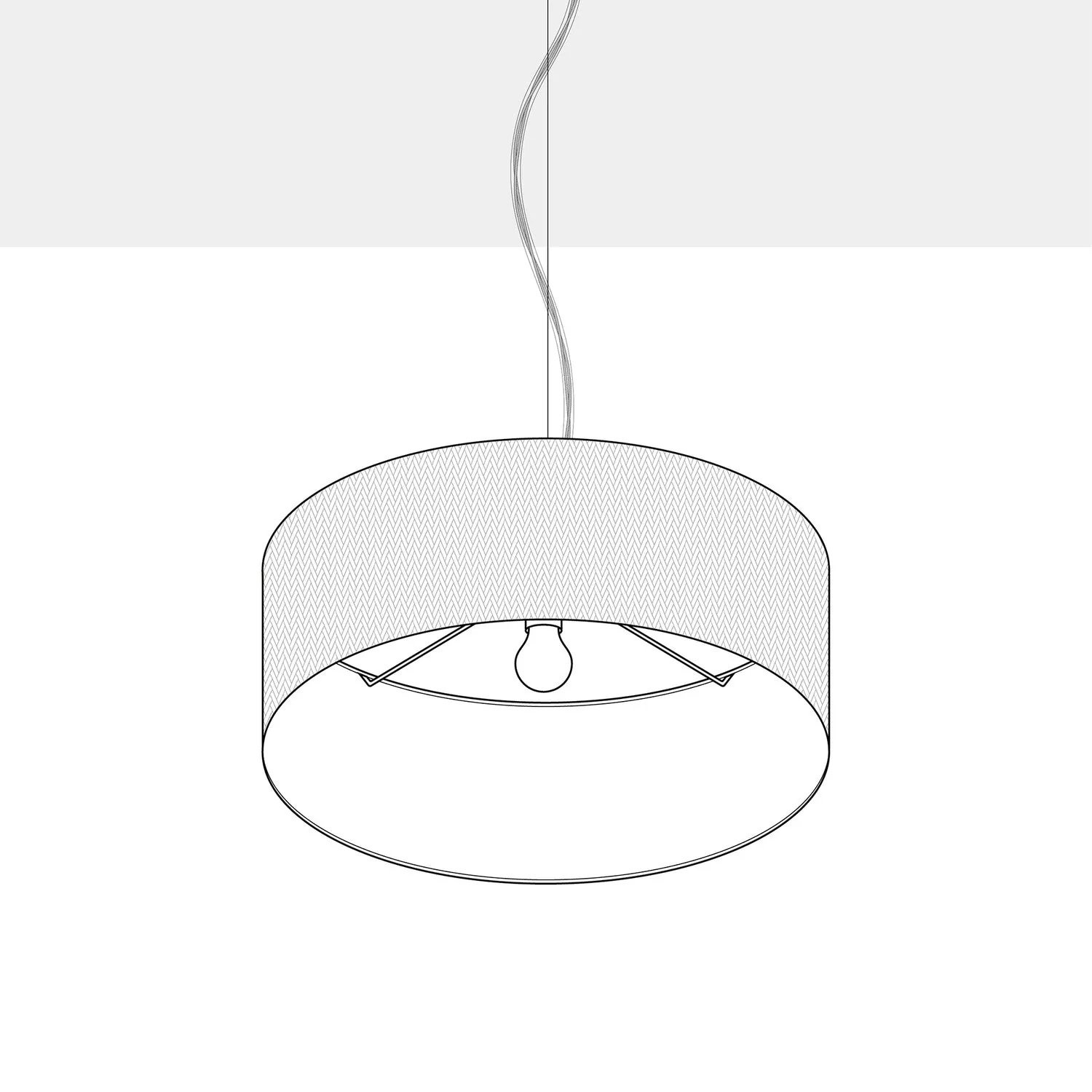 Pendant lamp with Cilindro Medium fabric lampshade - Made in Italy - Teletta Green Dubbio - Image 4