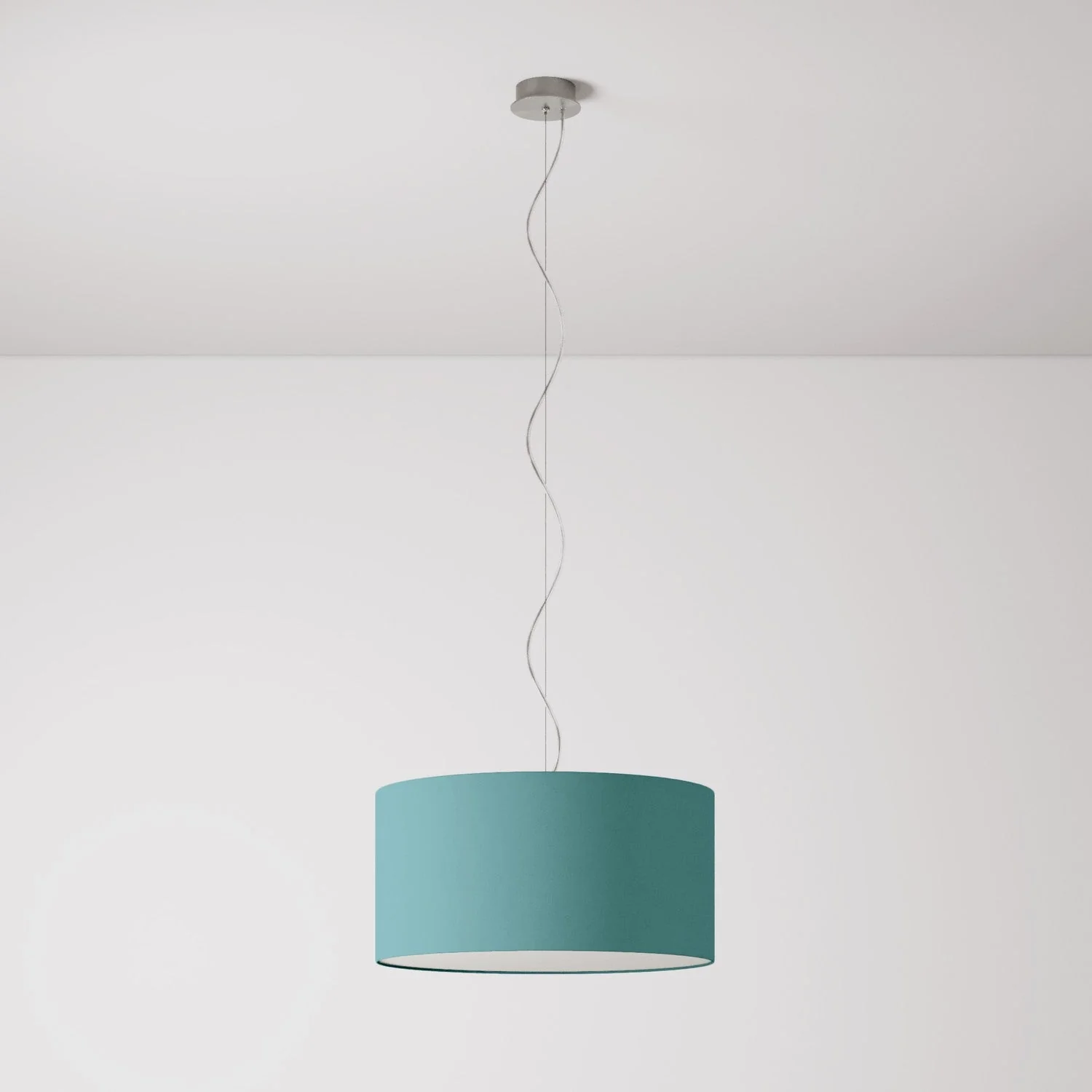 Pendant lamp with Cilindro Medium fabric lampshade - Made in Italy - Teletta Green Dubbio - Image 7