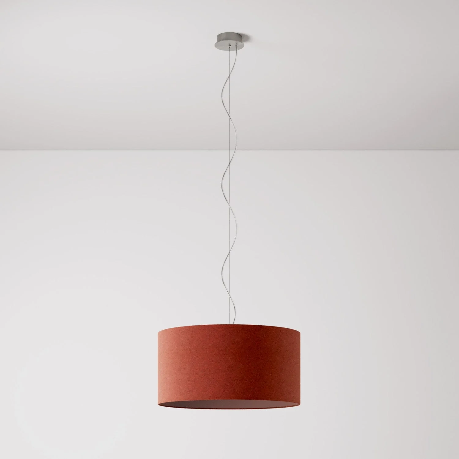 Pendant lamp with Cilindro Medium fabric lampshade - Made in Italy - Lobster Wool