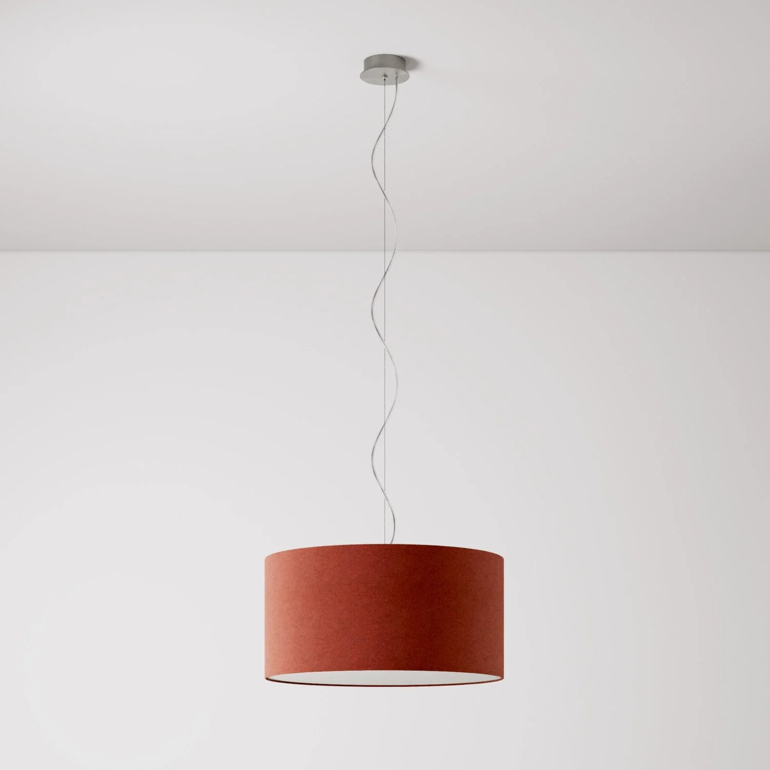Pendant lamp with Cilindro Medium fabric lampshade - Made in Italy - Lobster Wool - Image 7