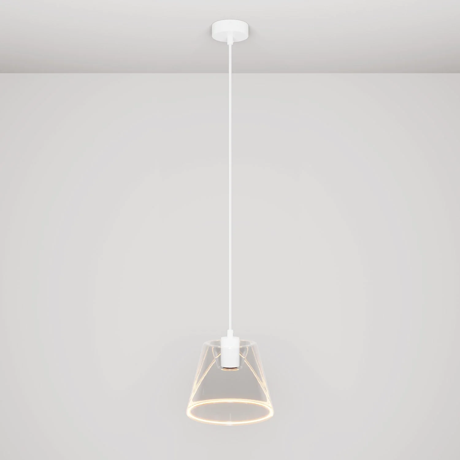 Pendant lamp with Ghost cone transparent light bulb - White