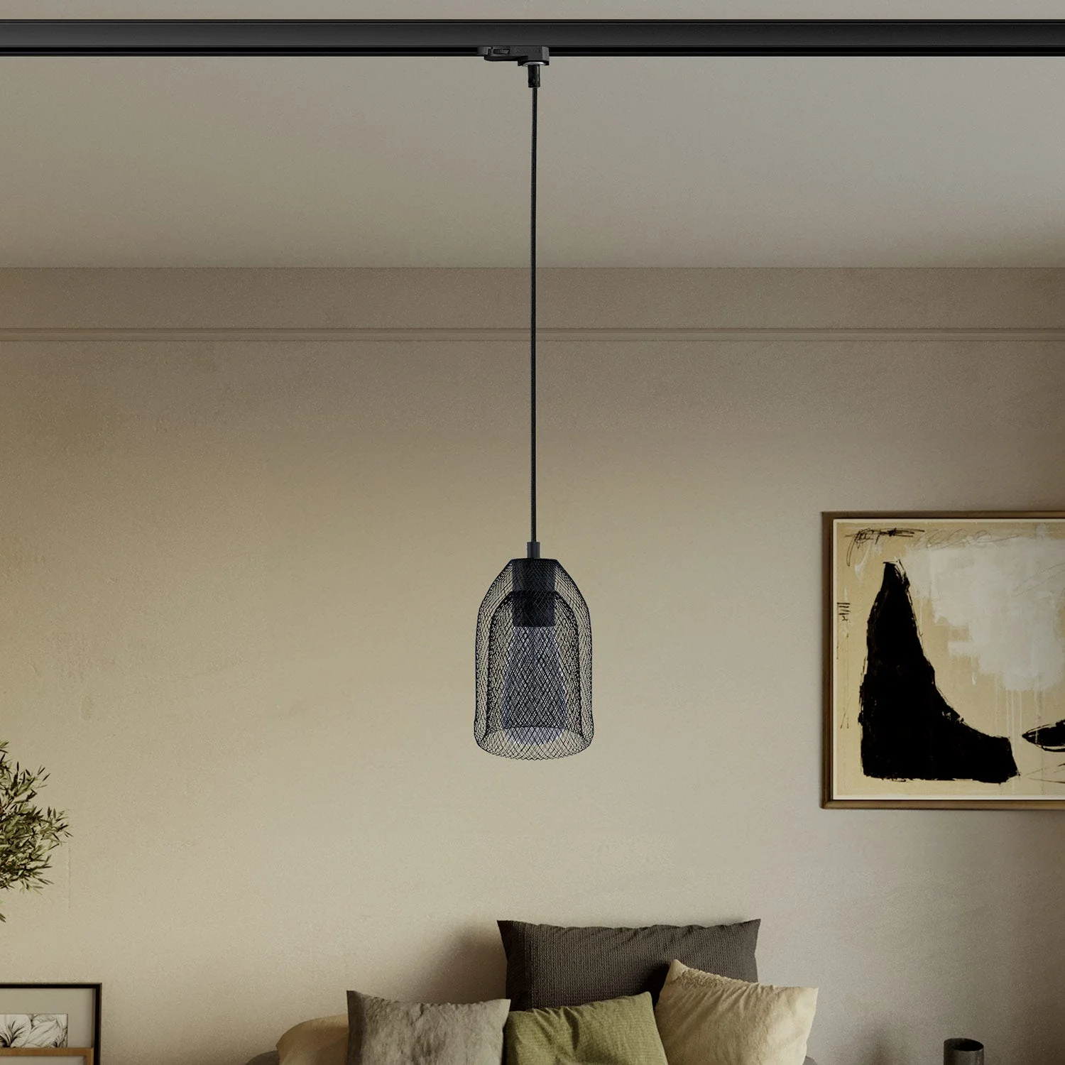 Pendant lamp with Ghostbell lampshade for track - Black - Image 2