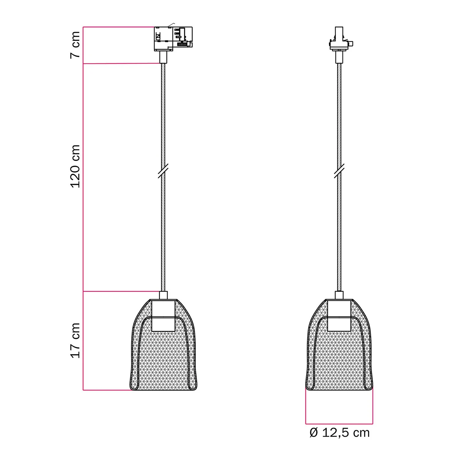 Pendant lamp with Ghostbell lampshade for track - Black - Image 6