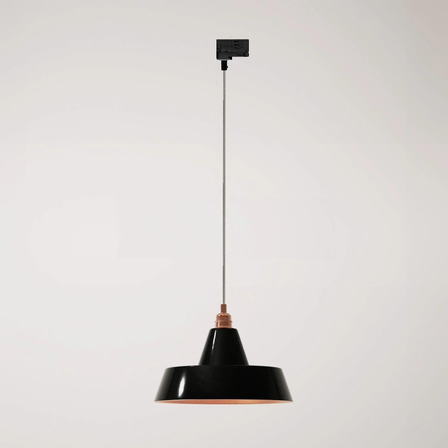 Track-mounted industrial pendant lamp with ceramic lampshade - Black