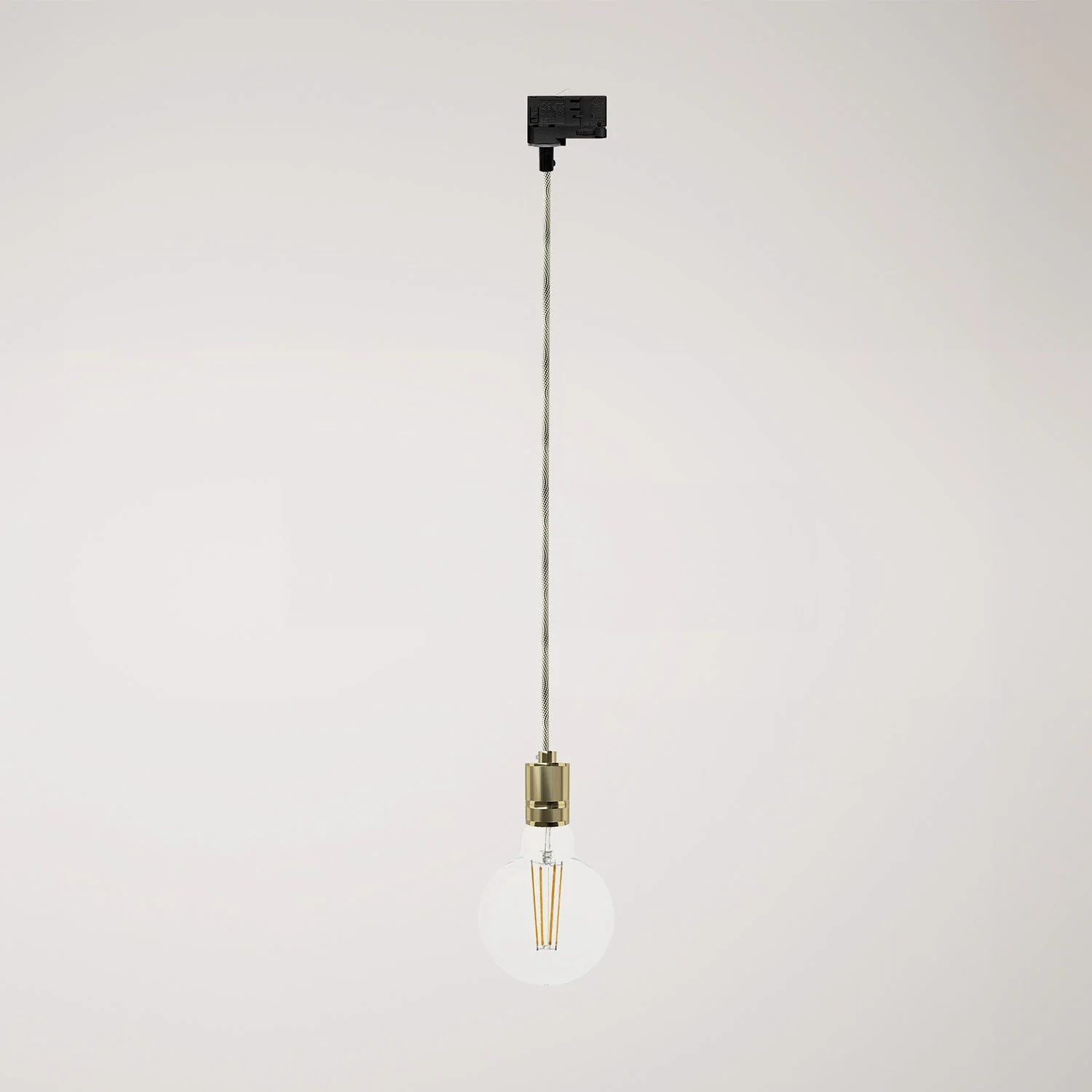 Pendant lamp with knurled aluminium lamp holder for tracks - Brass