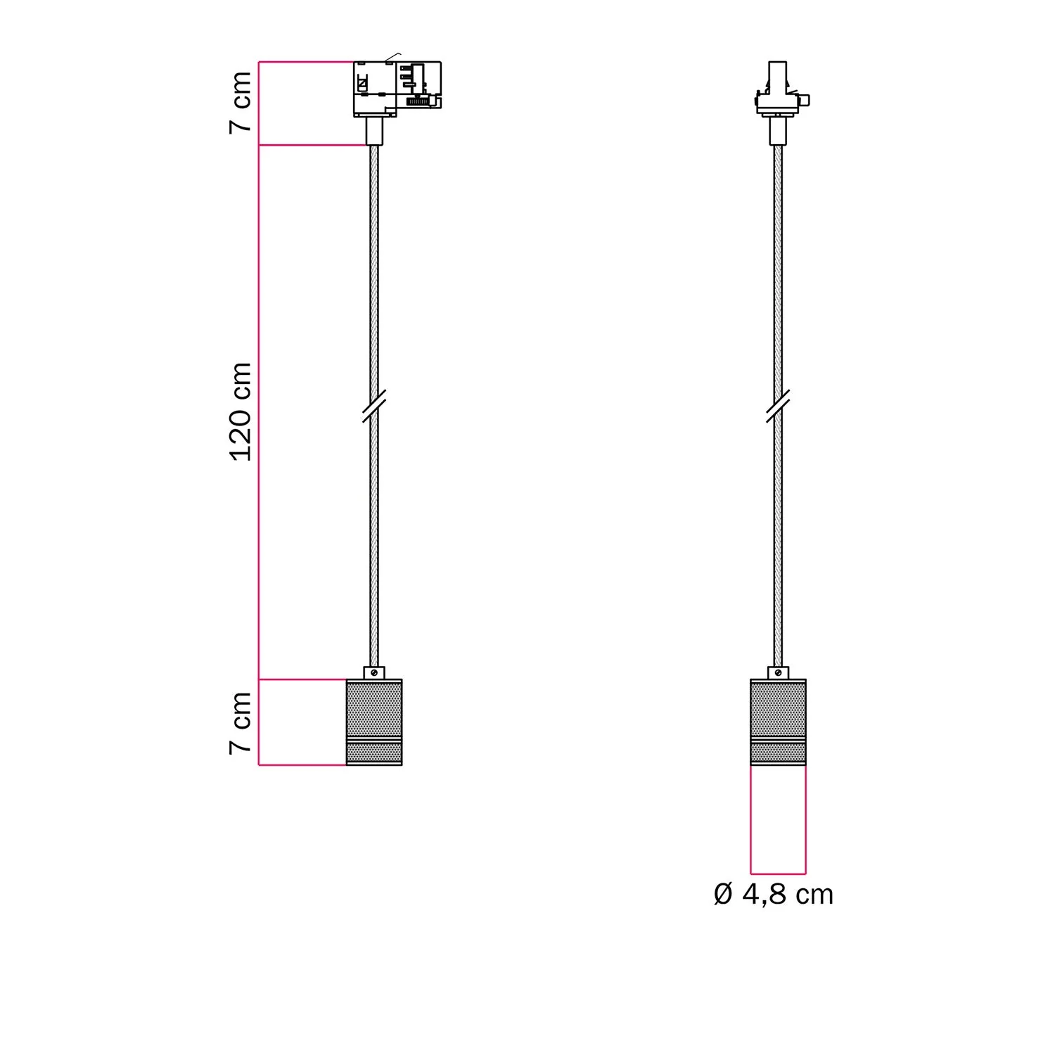 Pendant lamp with knurled aluminium lamp holder for tracks - Brass - Image 6