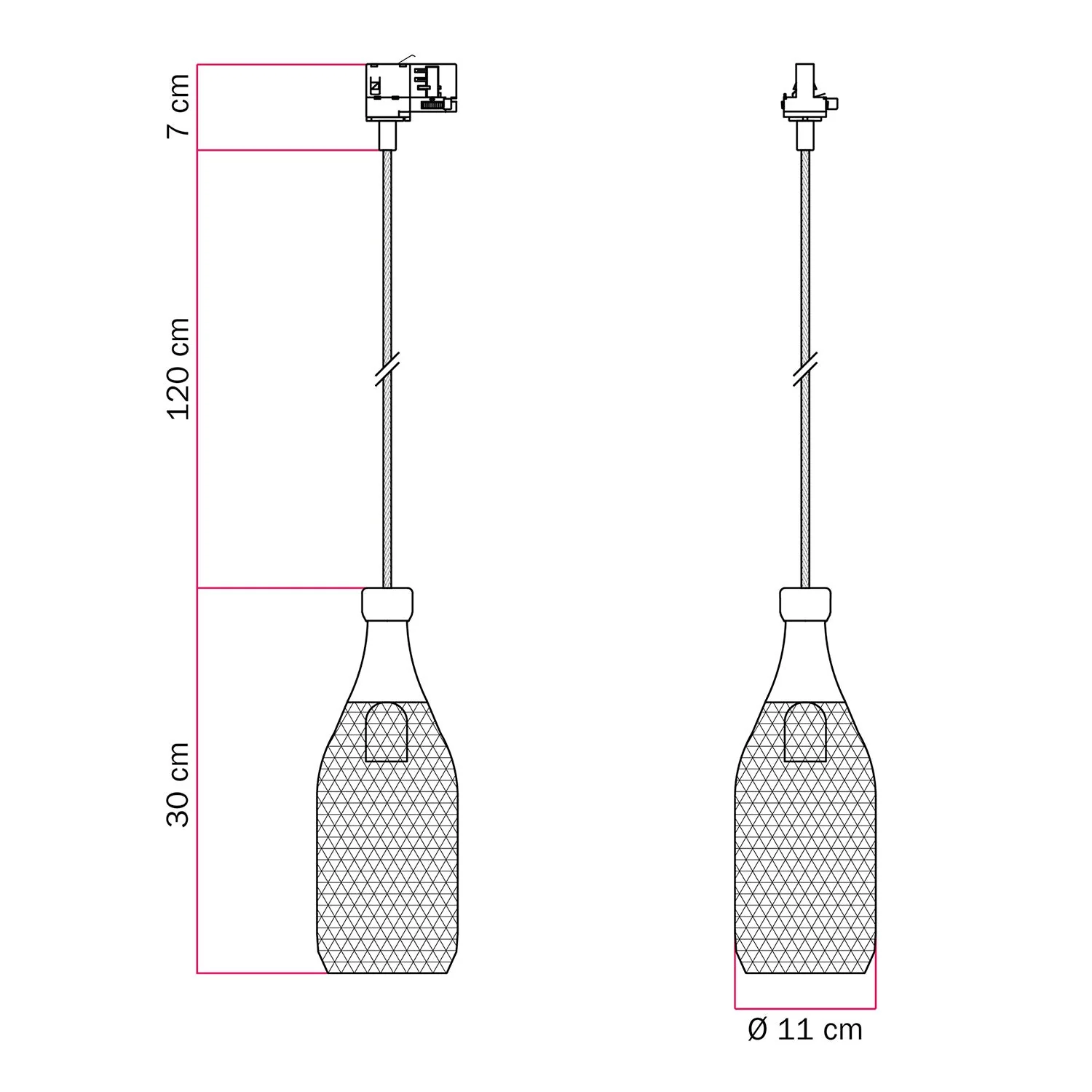 Pendant light with Magnum bottle lampshade for track systems - White - Image 6