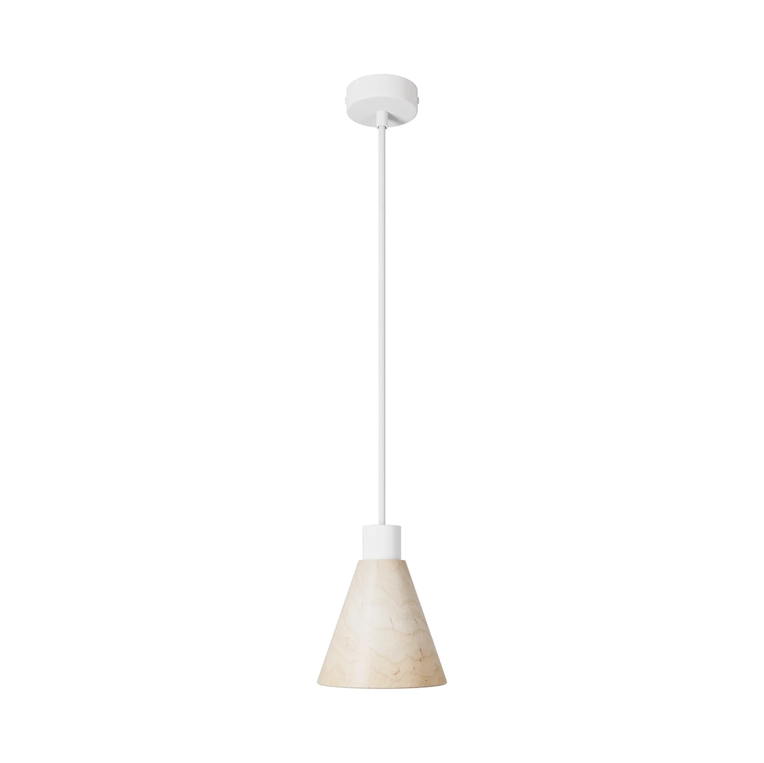 Pendant lamp with conical wooden lampshade - Matt white