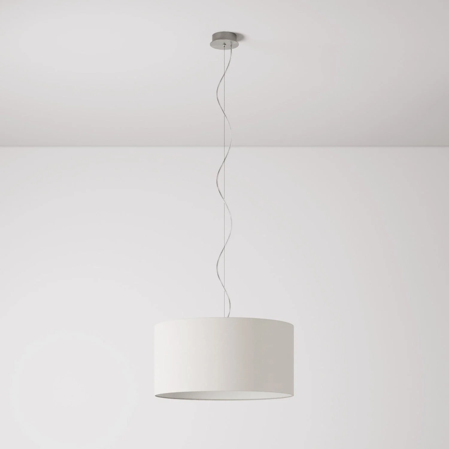 Pendant lamp with fabric lampshade Cylinder Medium Arenal sand - Made in Italy