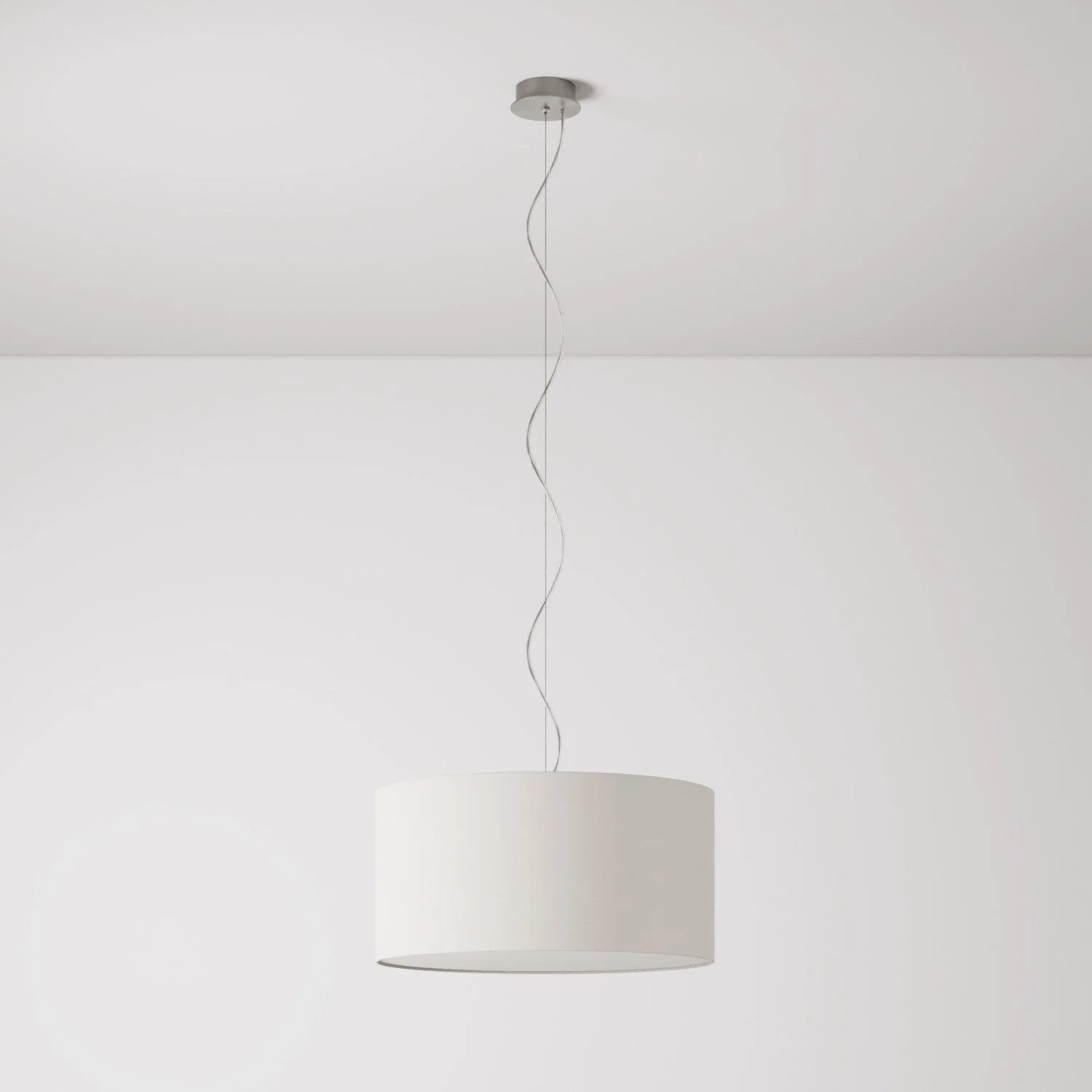Pendant lamp with fabric lampshade Cylinder Medium Arenal sand - Made in Italy - Image 7