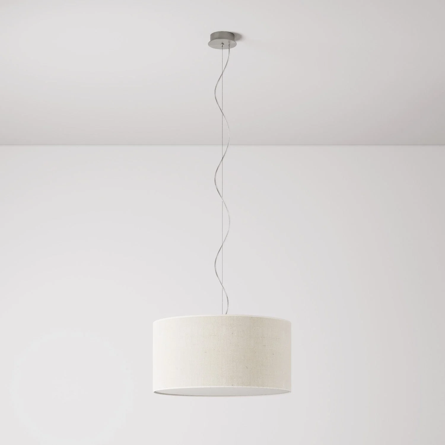 Pendant lamp with Medium Cylinder fabric lampshade in light Jute - Made in Italy - Image 7