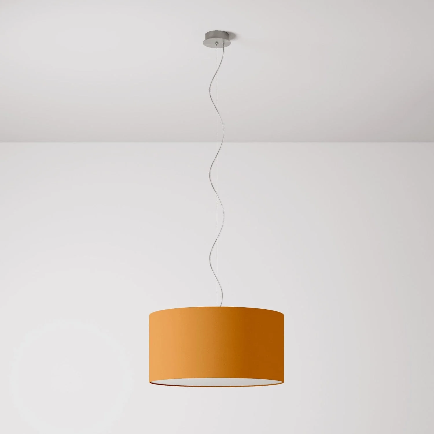 Pendant lamp with Cilindro Medium Teletta mandarin fabric lampshade - Made in Italy - Image 7