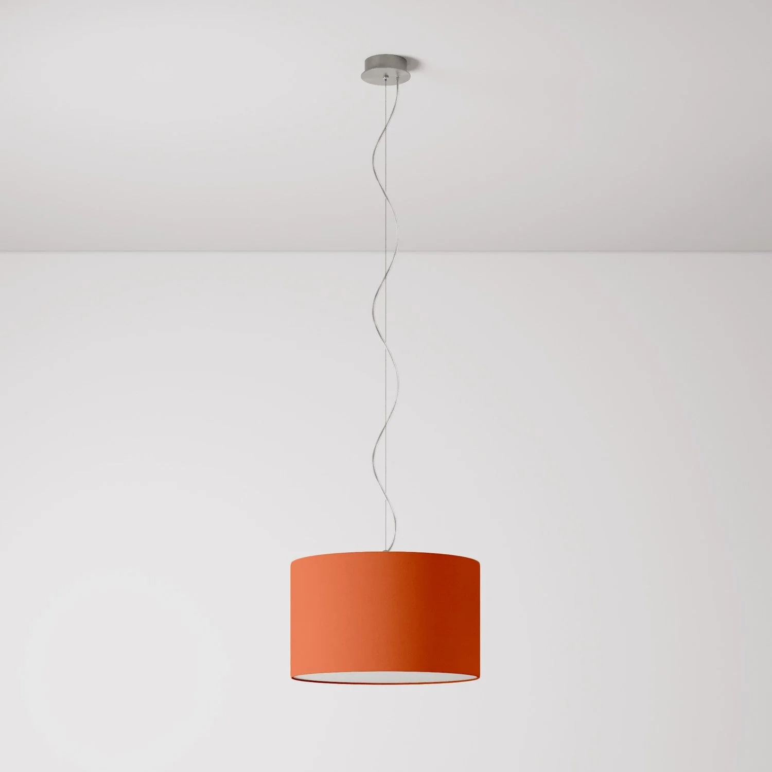 Pendant lamp with Cilindro Small Cinette fabric lampshade in lobster – Made in Italy - Image 7