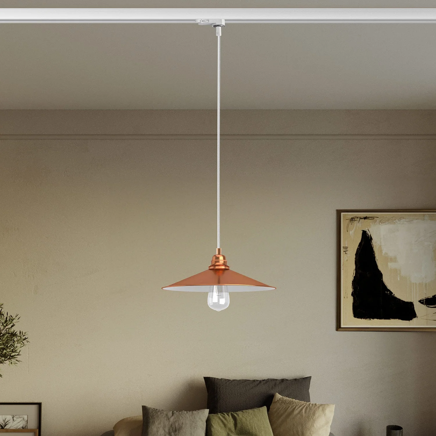 Pendant lamp with Swing lampshade for tracks - Copper - Image 2