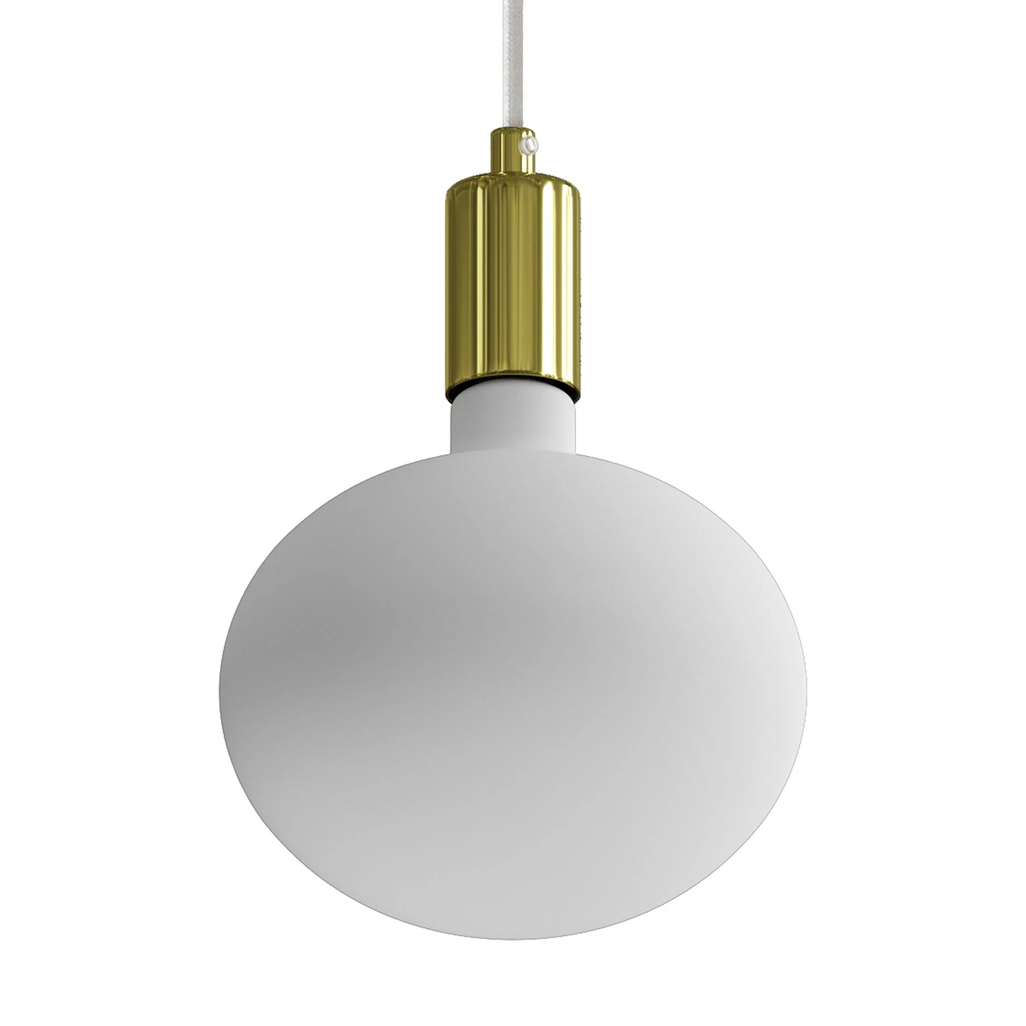 Pendant lamp with fabric cable and contrasting metal details - Brass