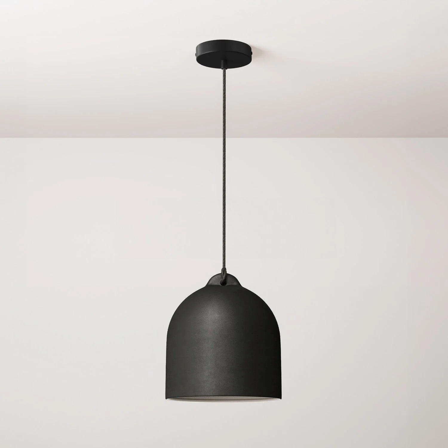 Pendant lamp with textile cable and Bell M ceramic lampshade - Blackboard
