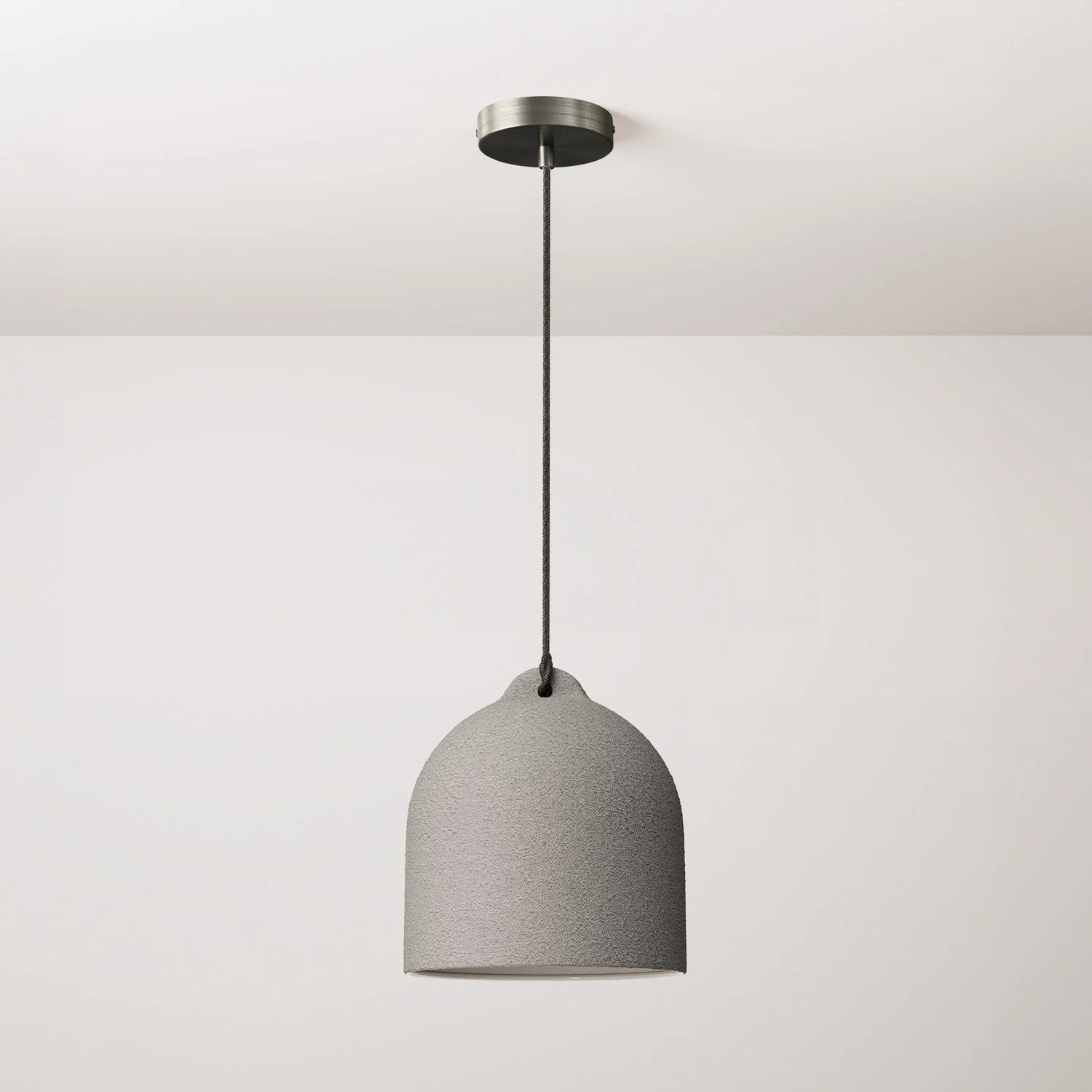 Pendant lamp complete with textile cable and Campana M ceramic lampshade - Cement effect