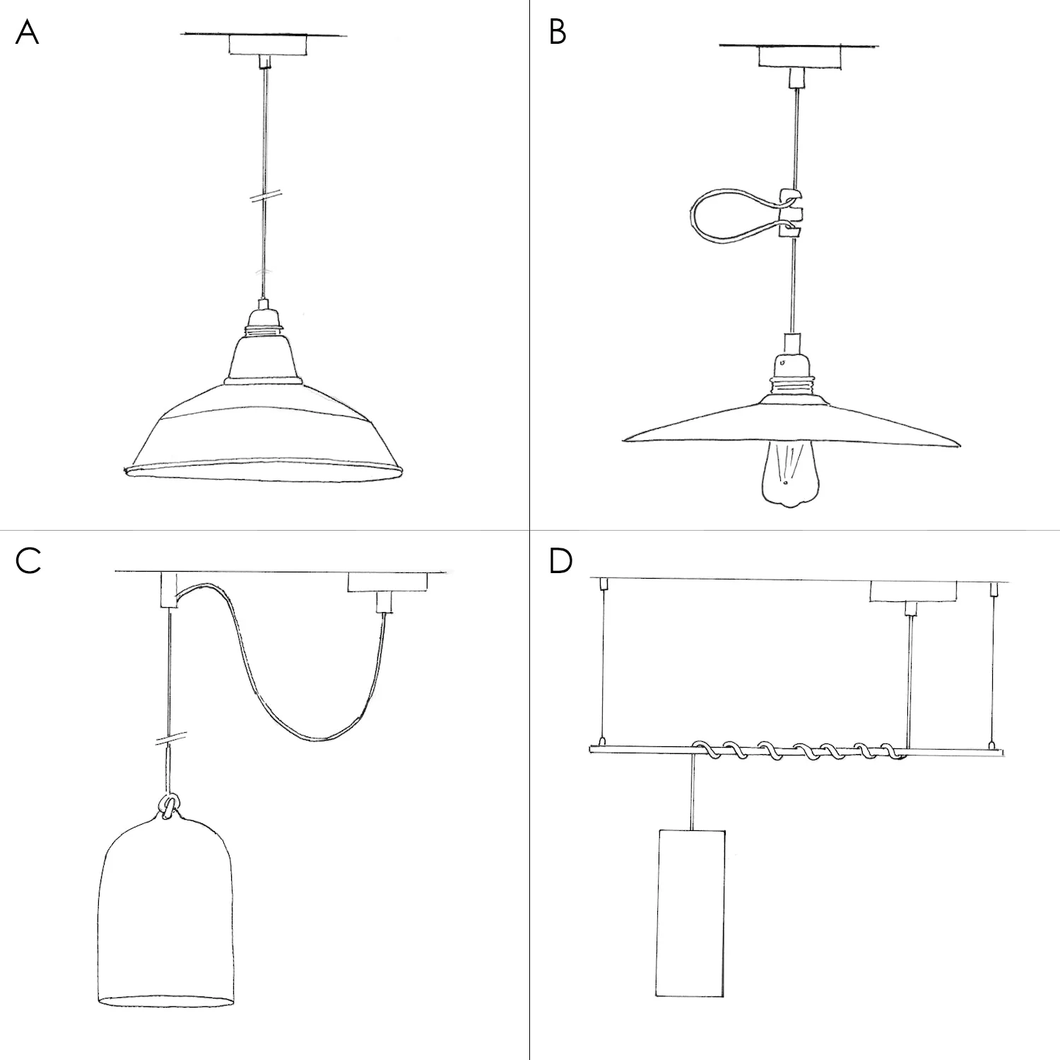 Pendant lamp with textile cable and Mini Bell XS ceramic lampshade - Cement effect - Image 5