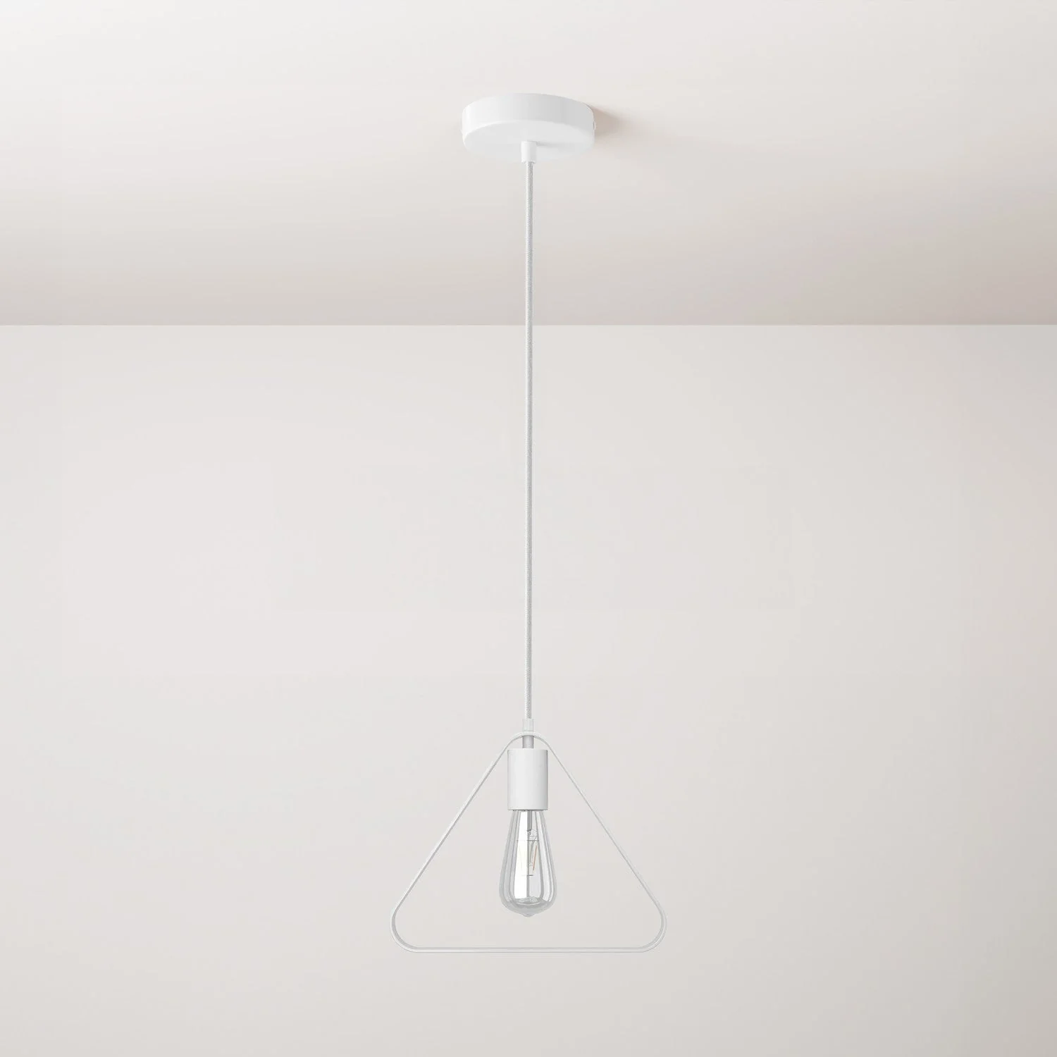 Pendant lamp with textile cable, Duedì Apex lampshade and metal details - White
