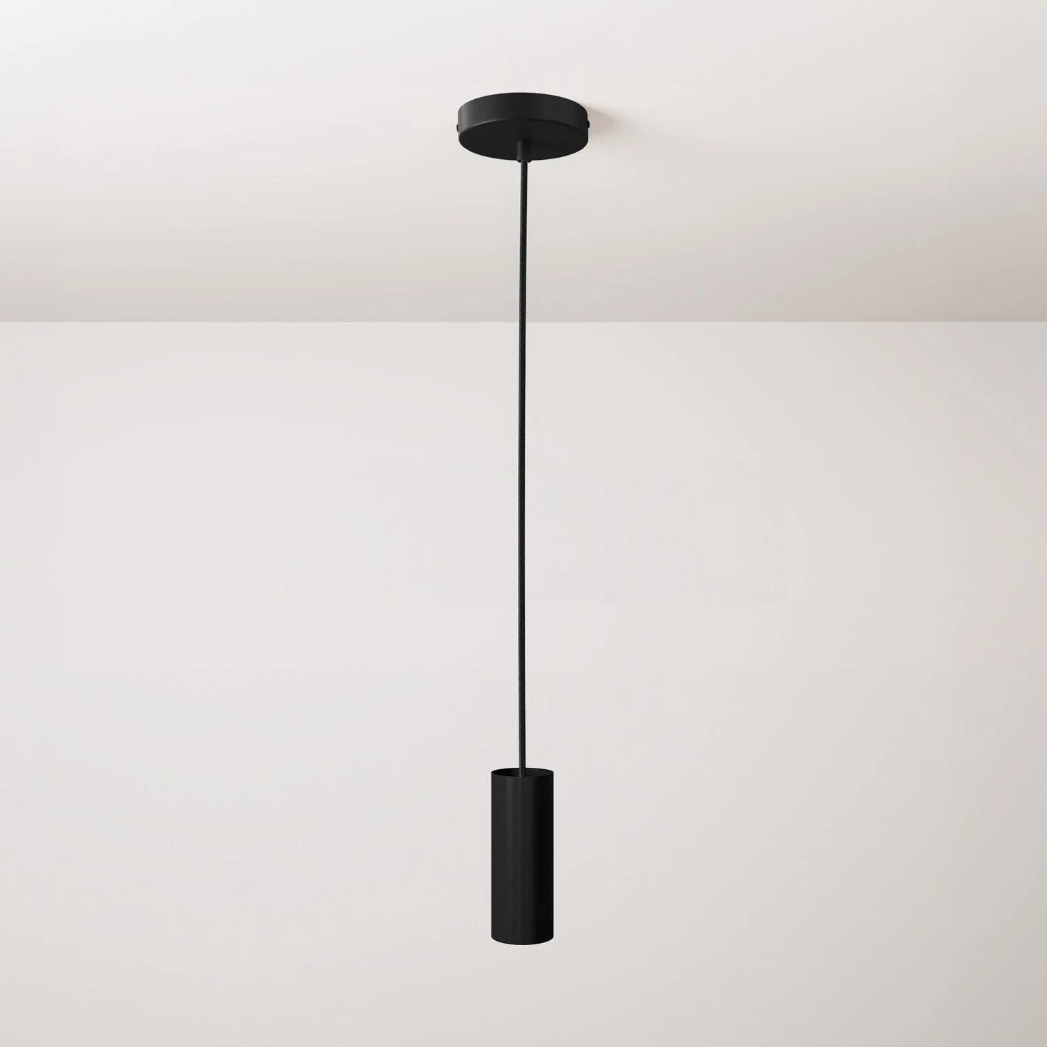 Pendant lamp with fabric cable, Tub-E12 lampshade and metal details - Black