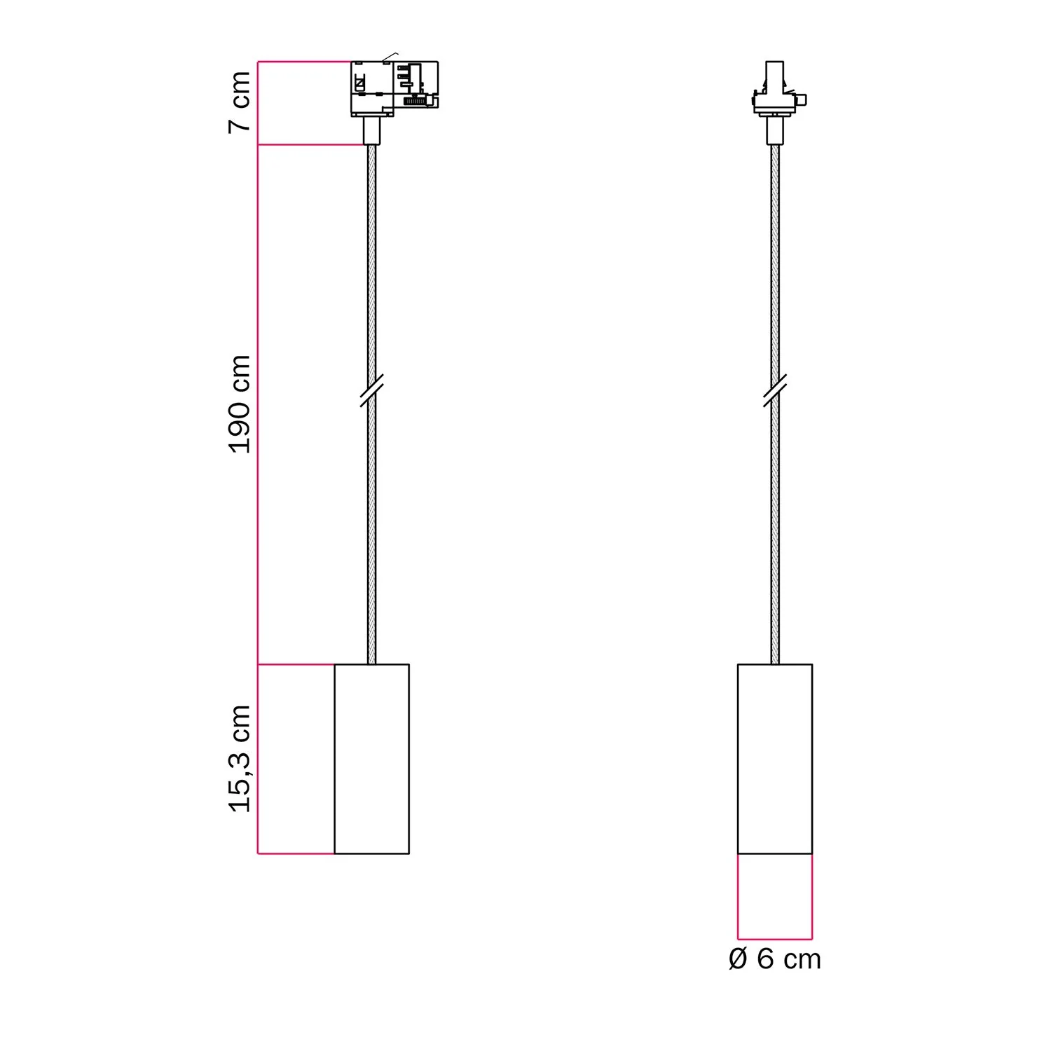 Pendant lamp with Tub-E14 lampshade for tracks – Satin titanium - Image 6