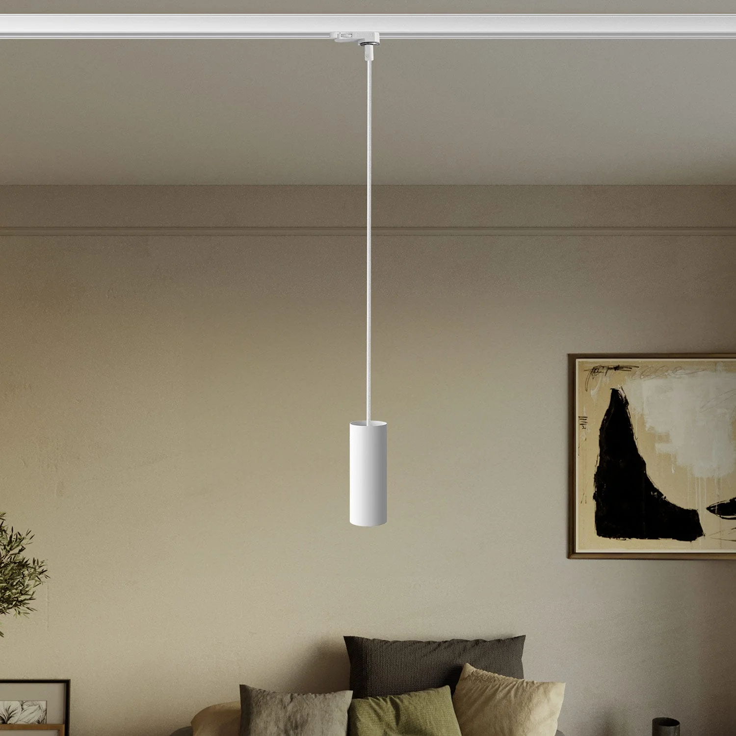 Pendant lamp with Tub-E14 lampshade for tracks - White - Image 2