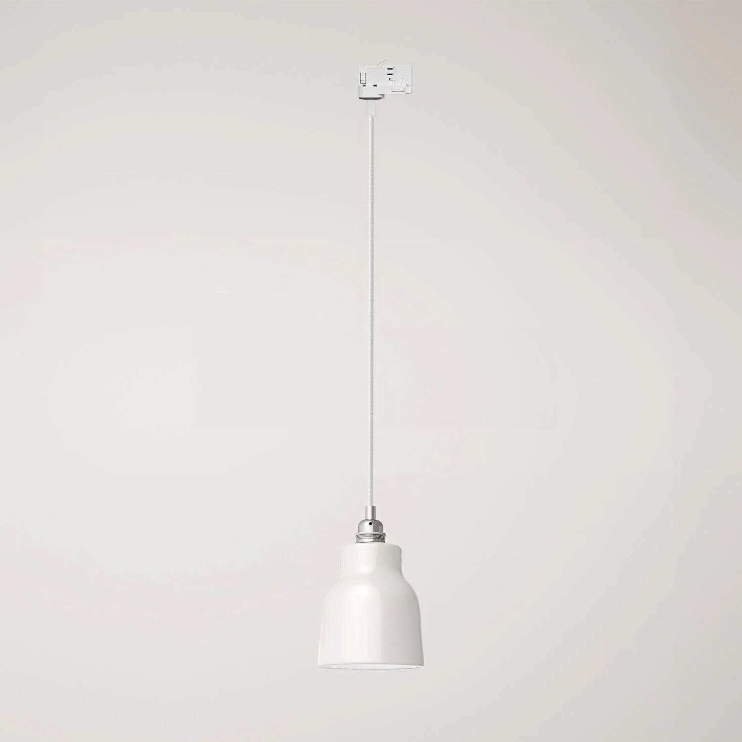 Pendant lamp with Vaso lampshade and track adapter - Glossy white