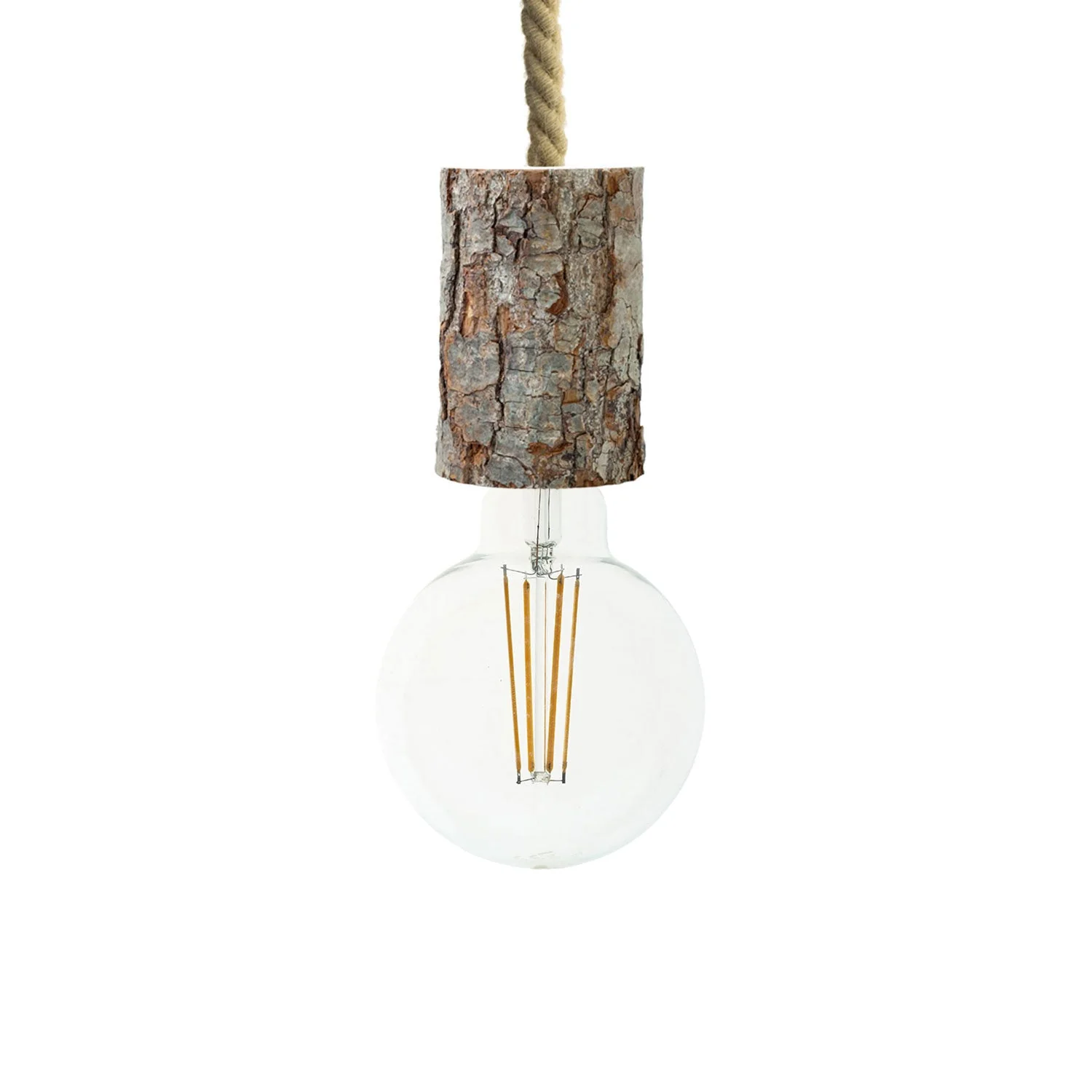Pendant lamp complete with XL nautical cord and Small Bark lamp holder - Bark