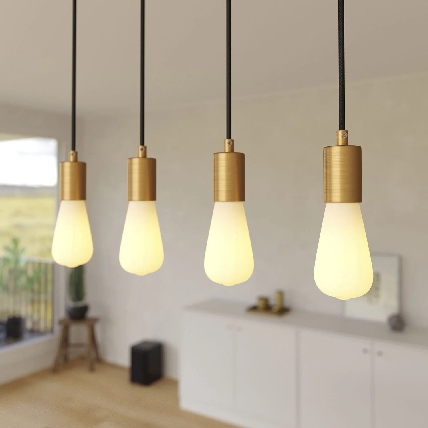 4-drop pendant lamp with XXL Rose-One rectangular 675 mm with metal finishes - Matt black - Image 3